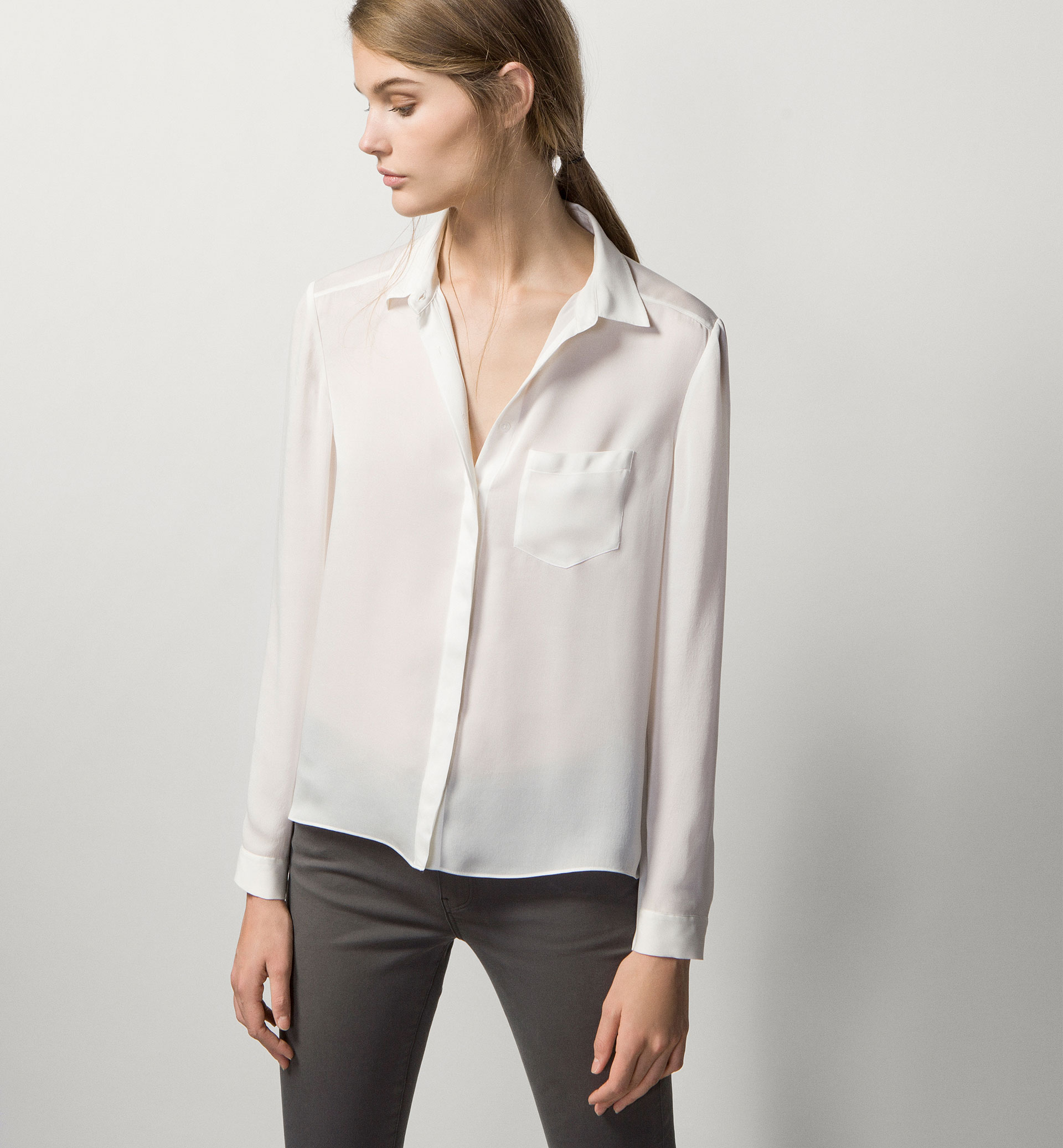 SILK SHIRT WITH ASYMMETRIC HEM