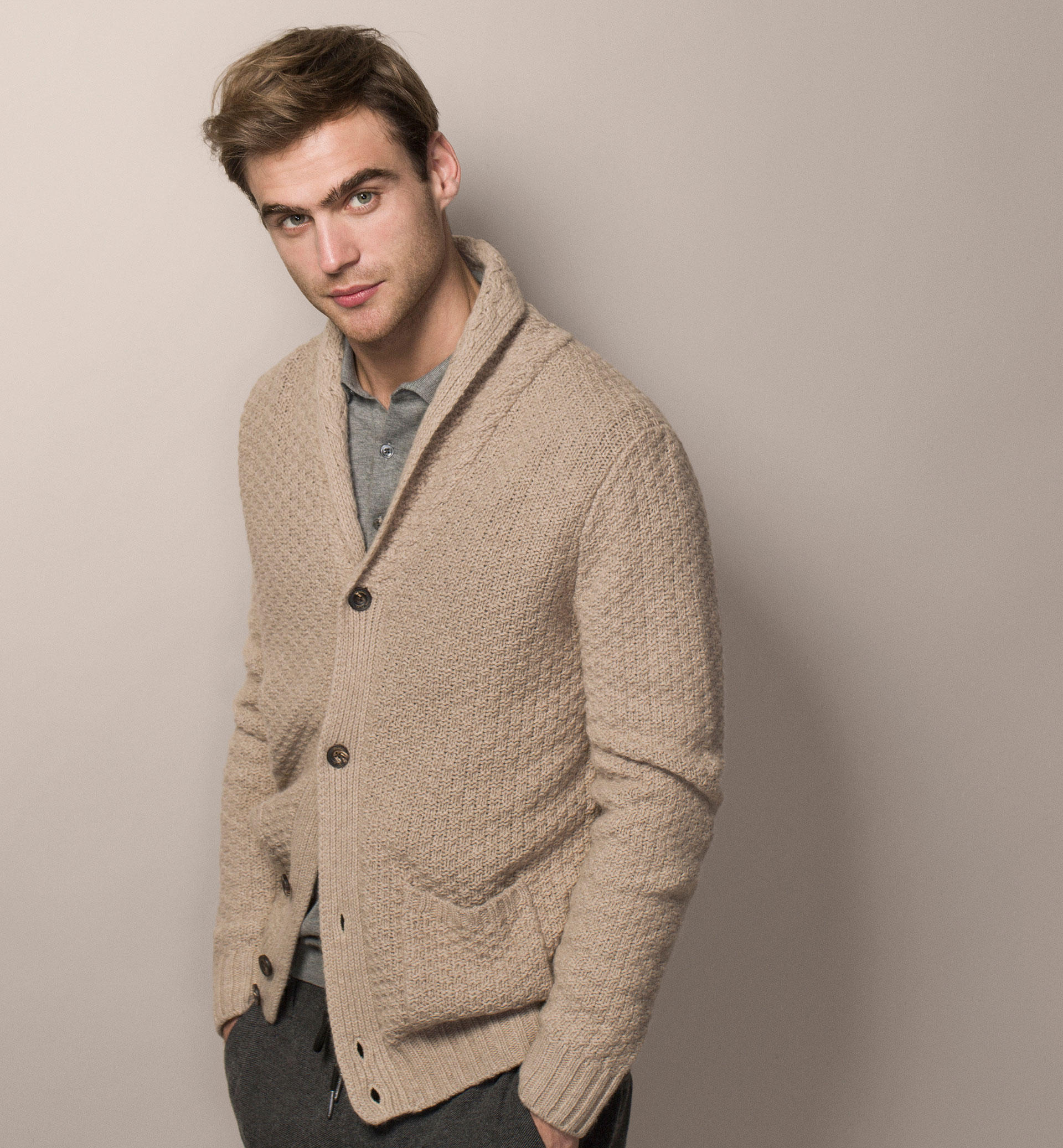 cardigan hombre cuello smoking
