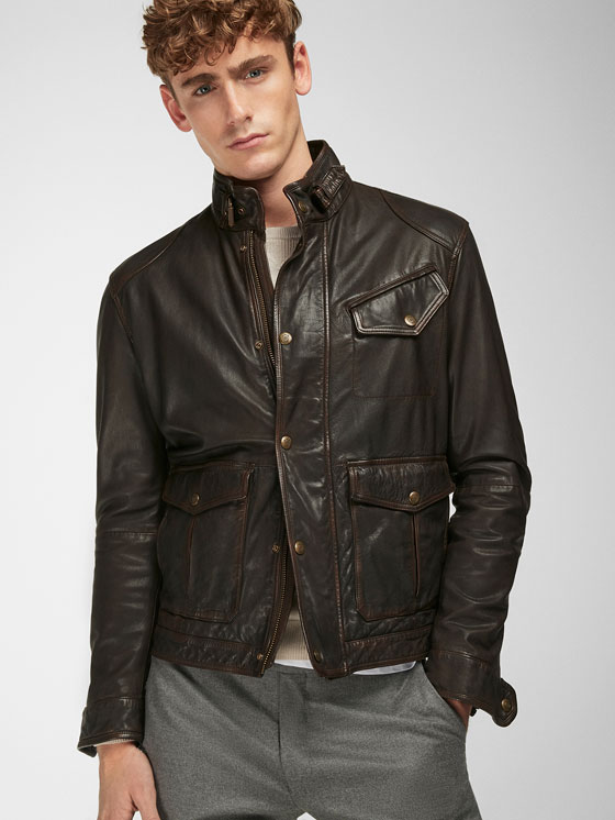 Leather Jackets Men Ukraine Massimo Dutti Vintage Style Nappa Jacket