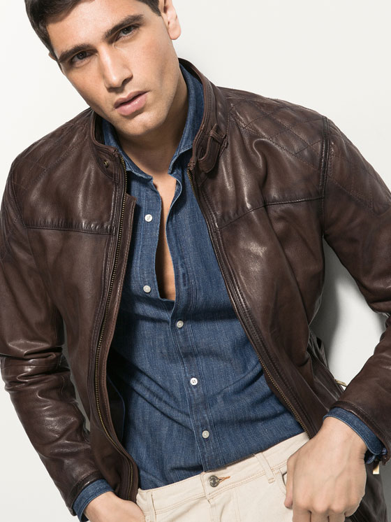 Leather Jackets Men Canada Massimo Dutti Top Stitched Nappa Leather Jacket