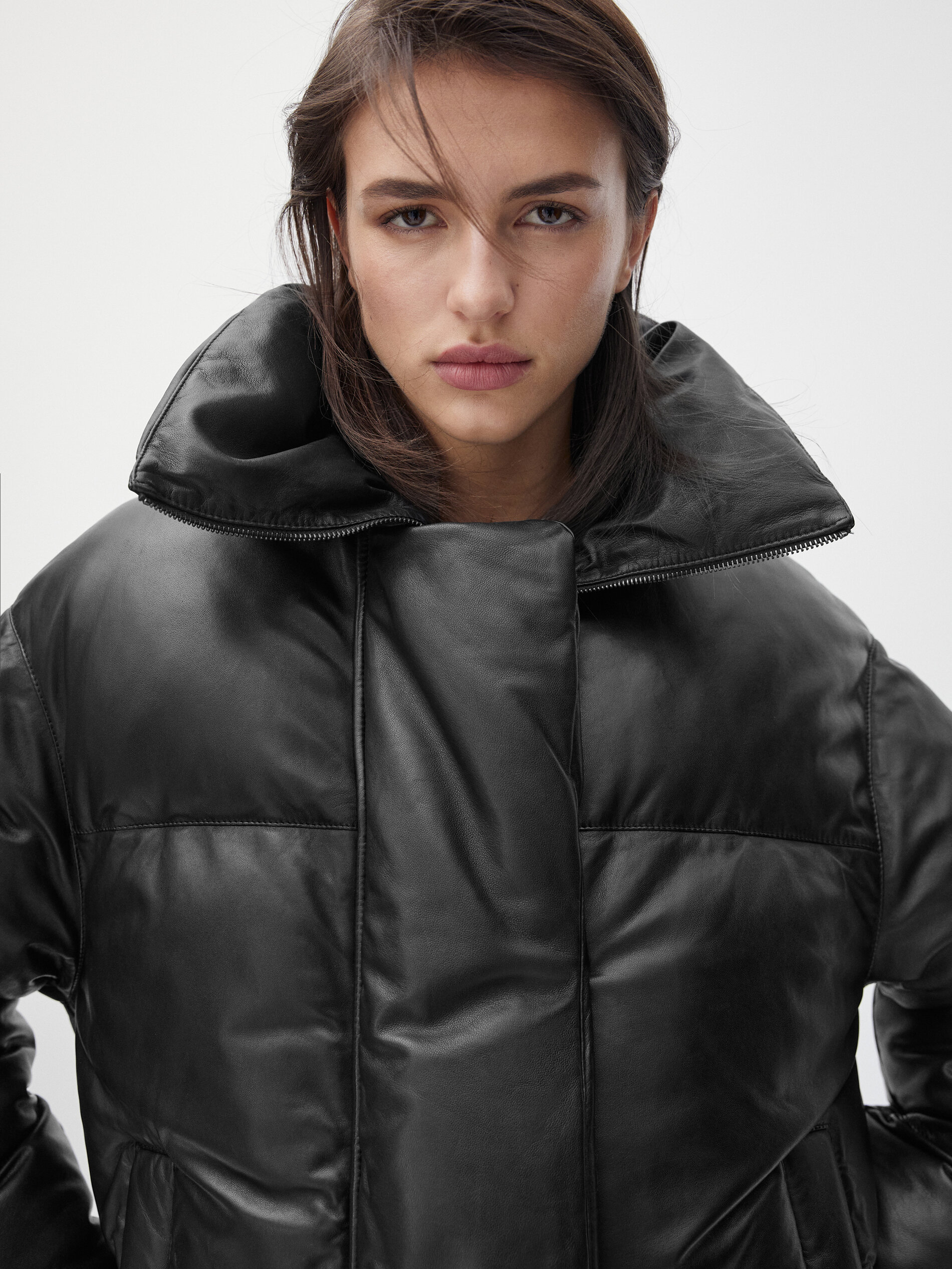 leather quilted coat