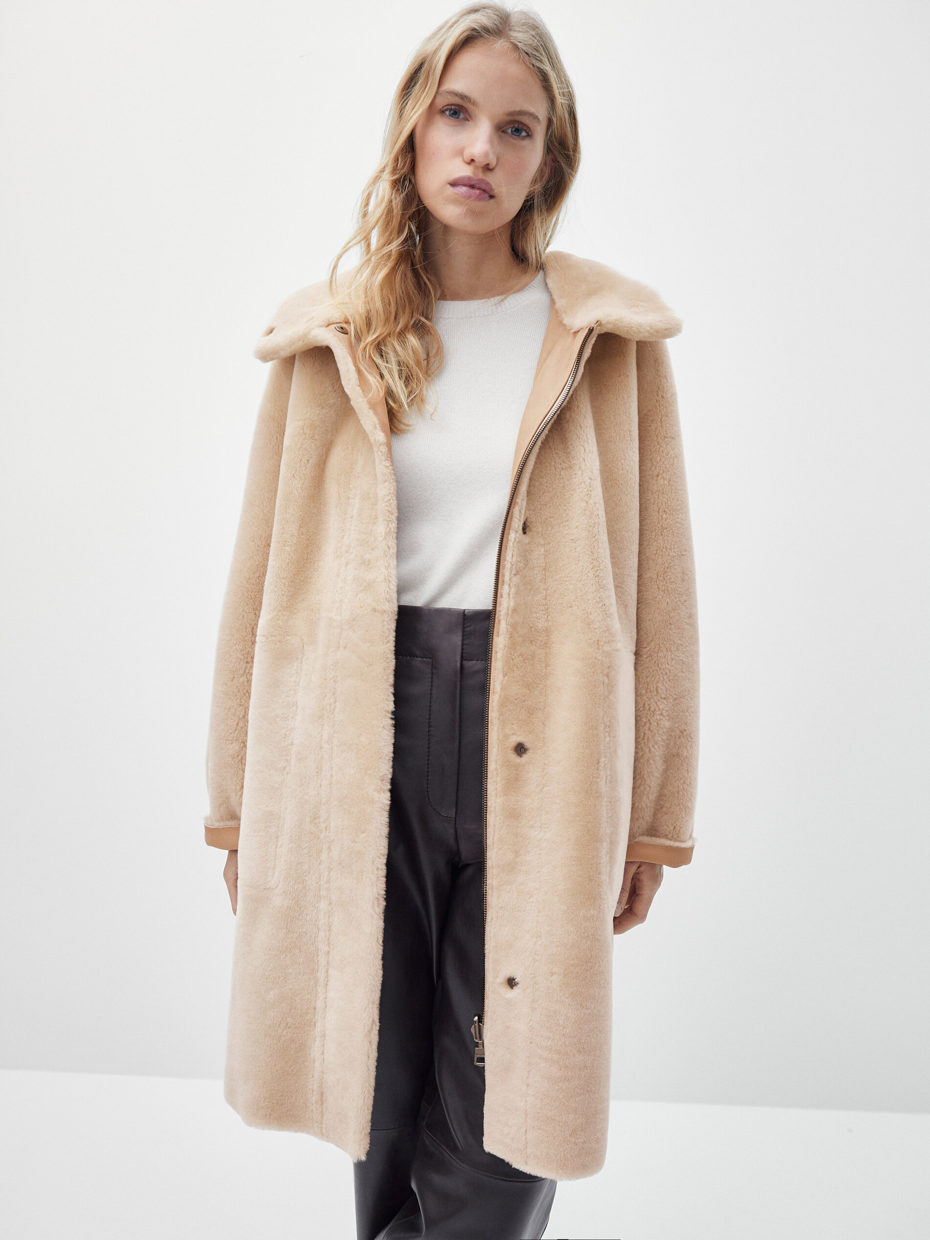 Massimo dutti shearling coat Clearance