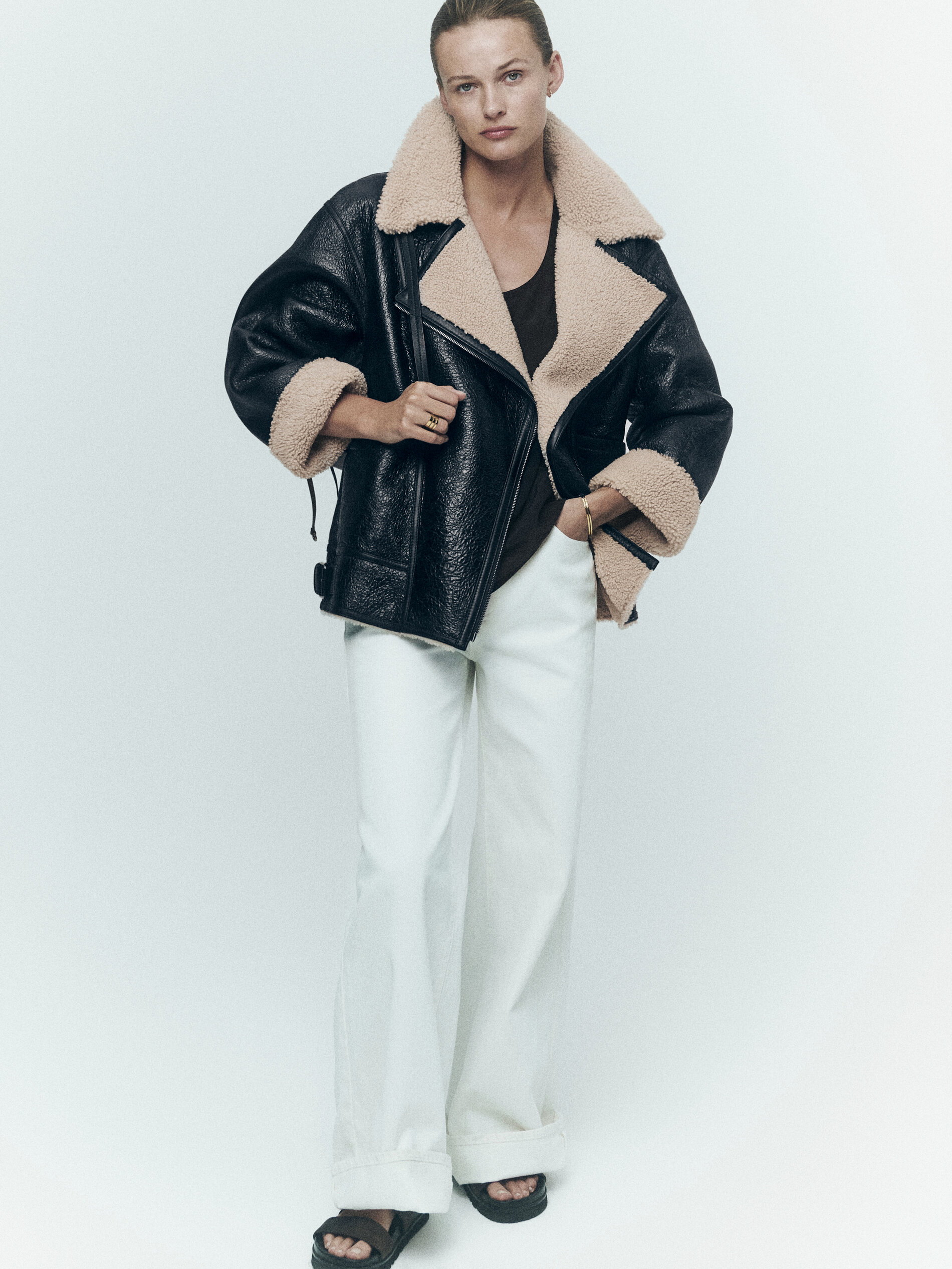 massimo dutti leather coat