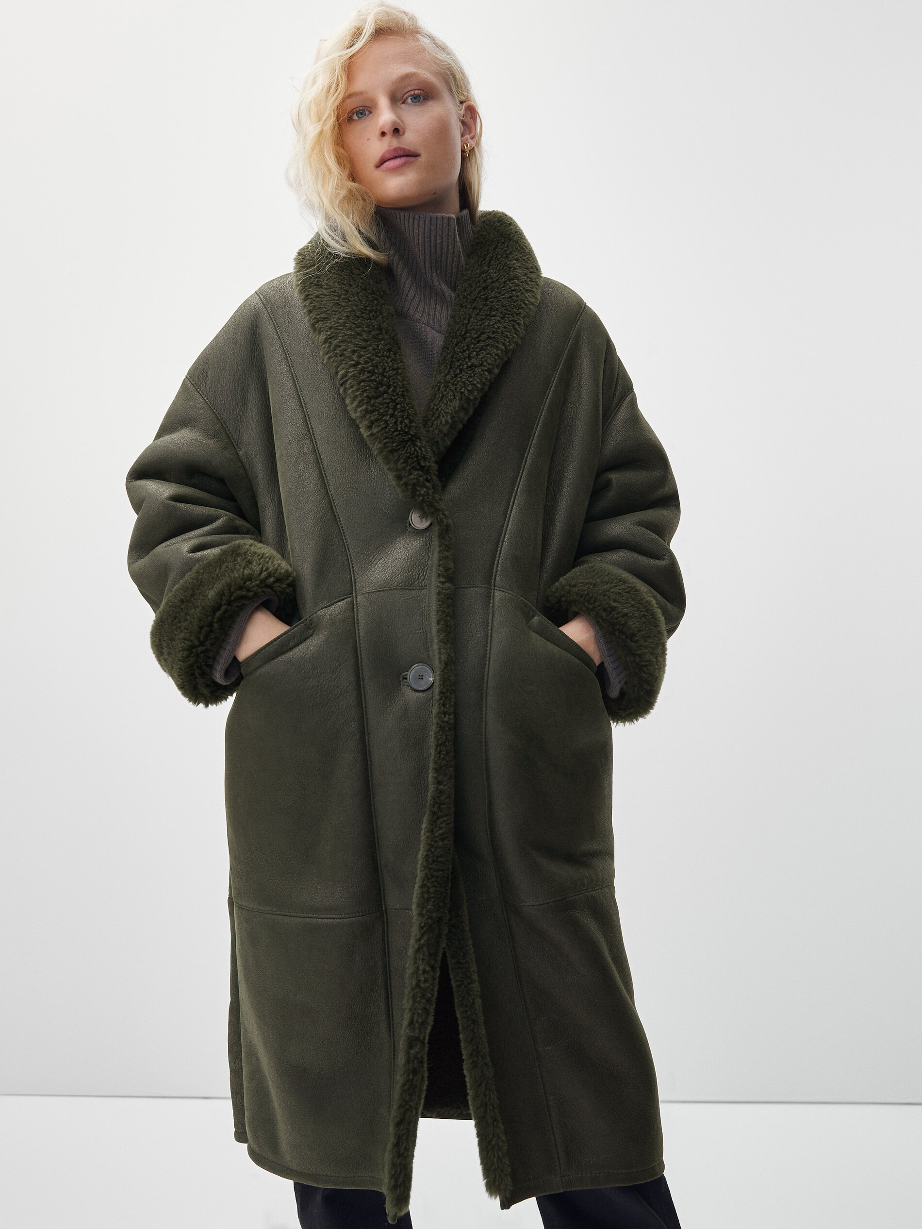 massimo dutti green coat