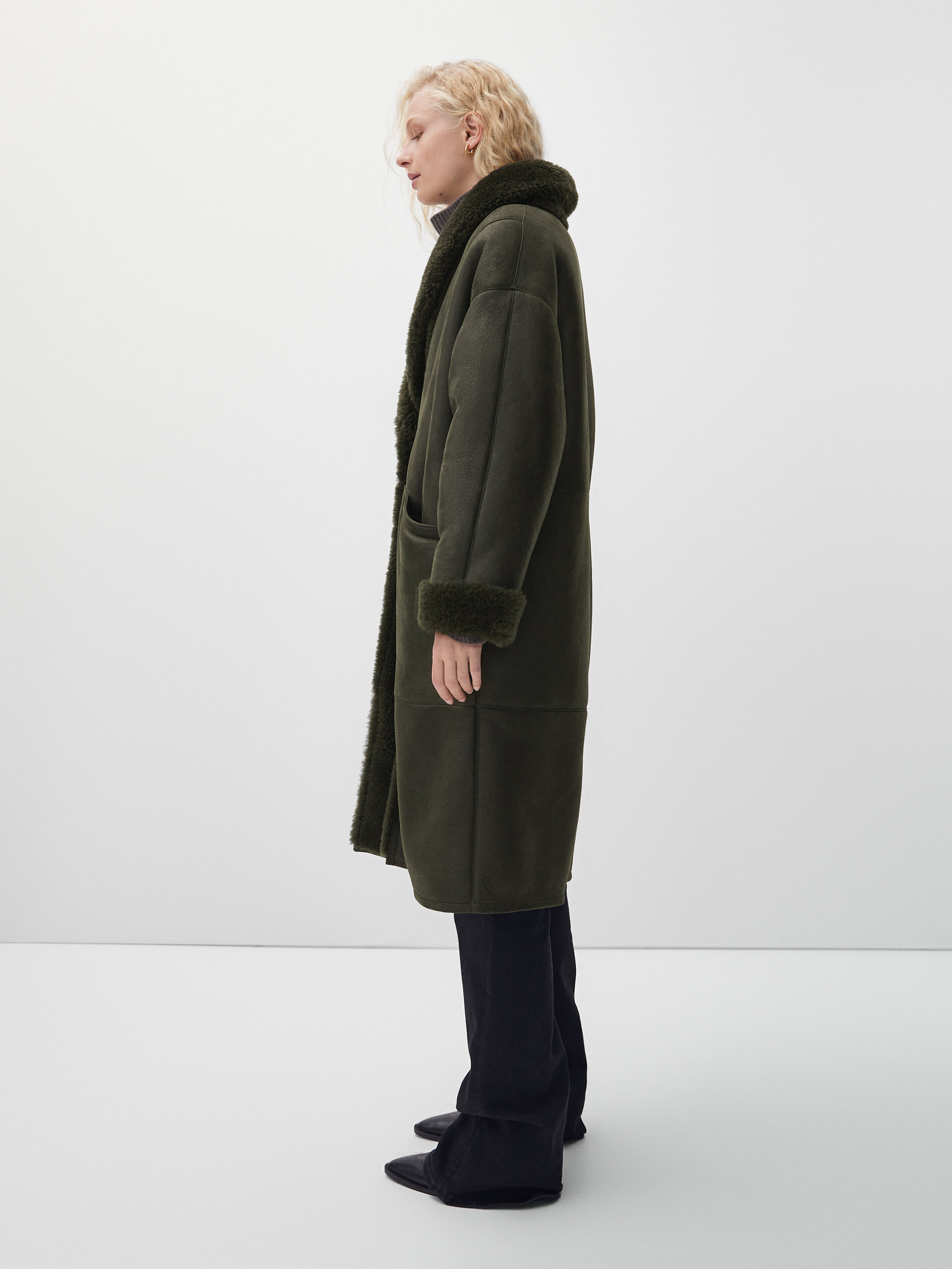 massimo dutti green coat