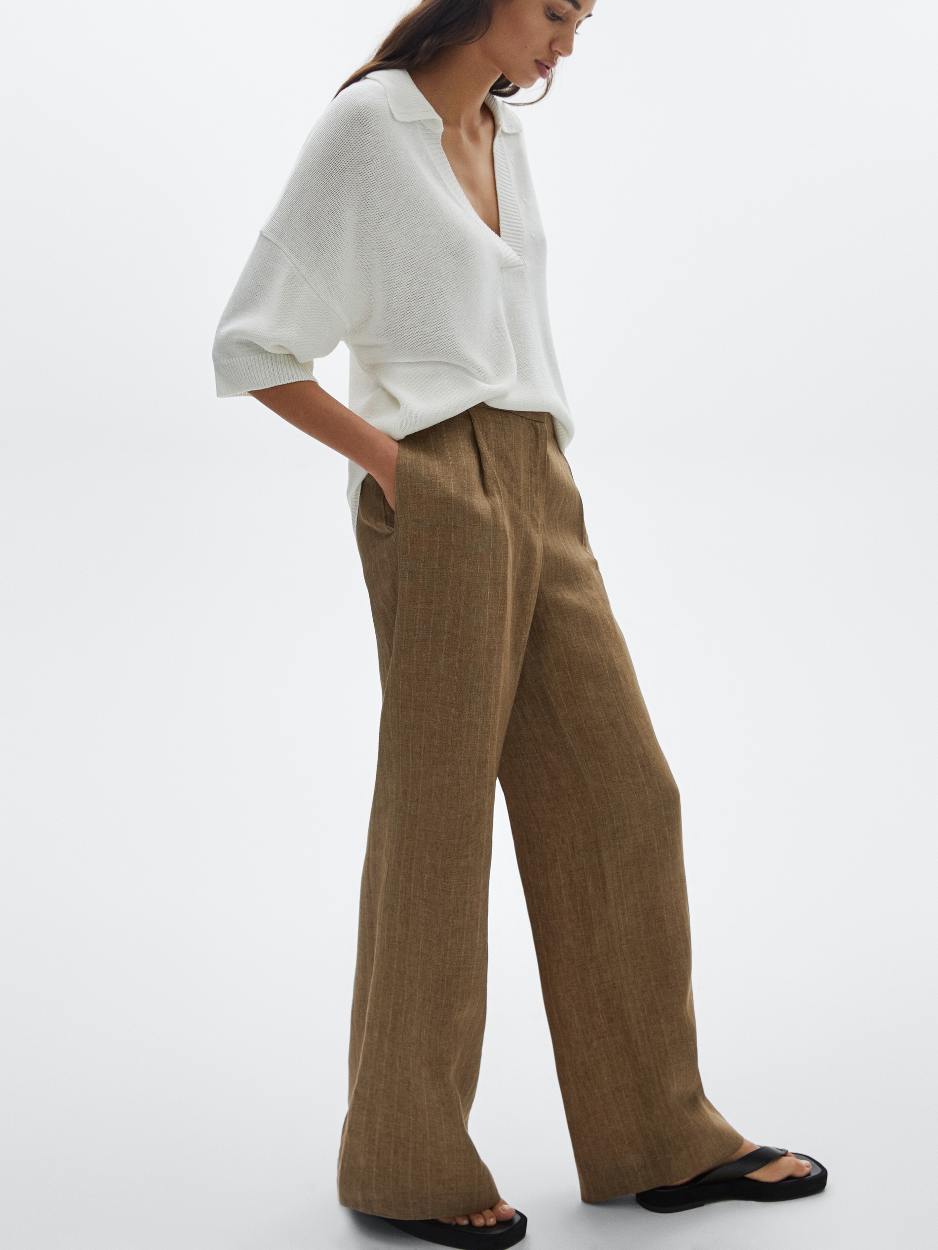 null´s 100% linen striped trousers Massimo Dutti Vietnam