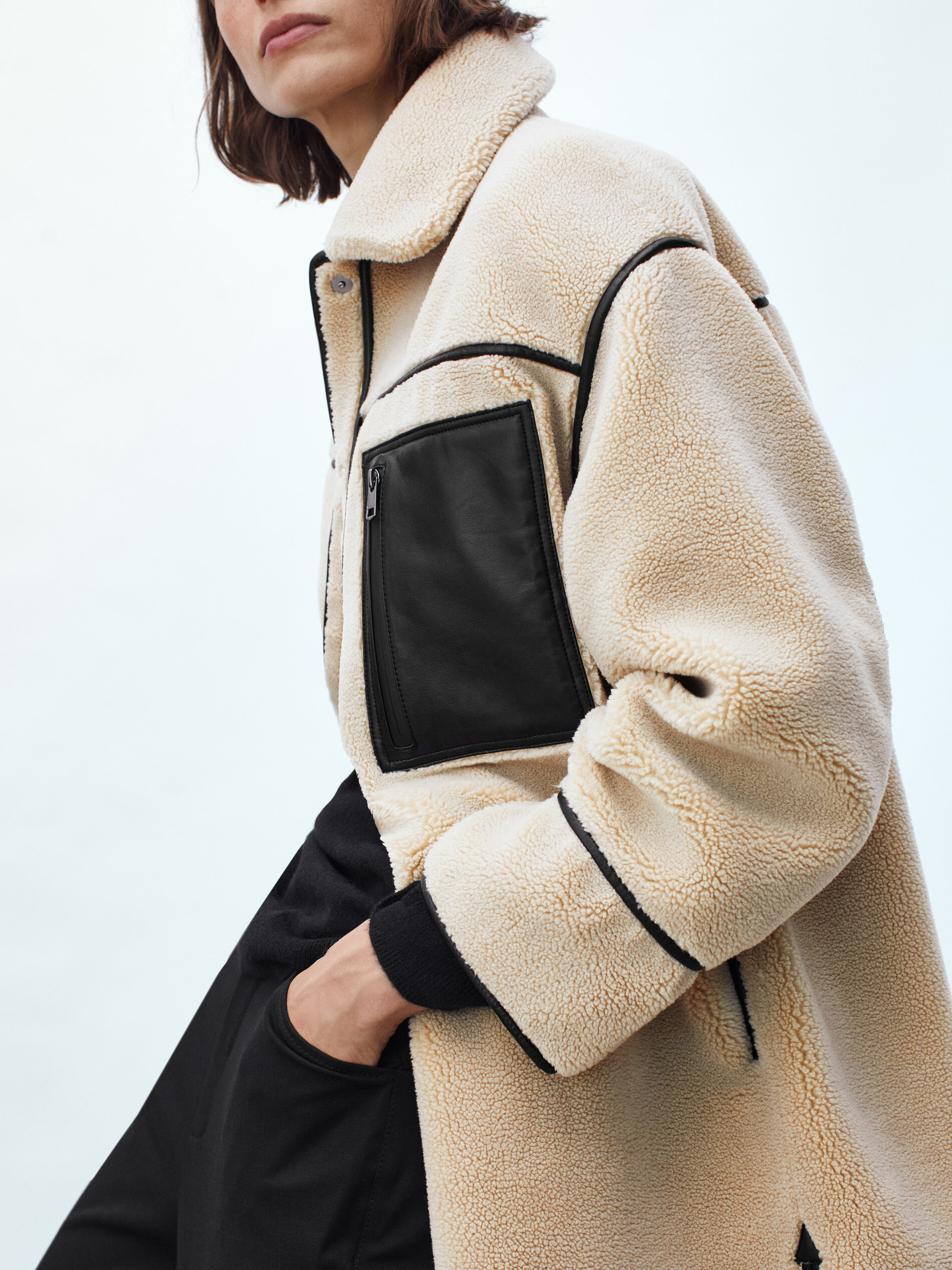 massimo dutti shearling coat