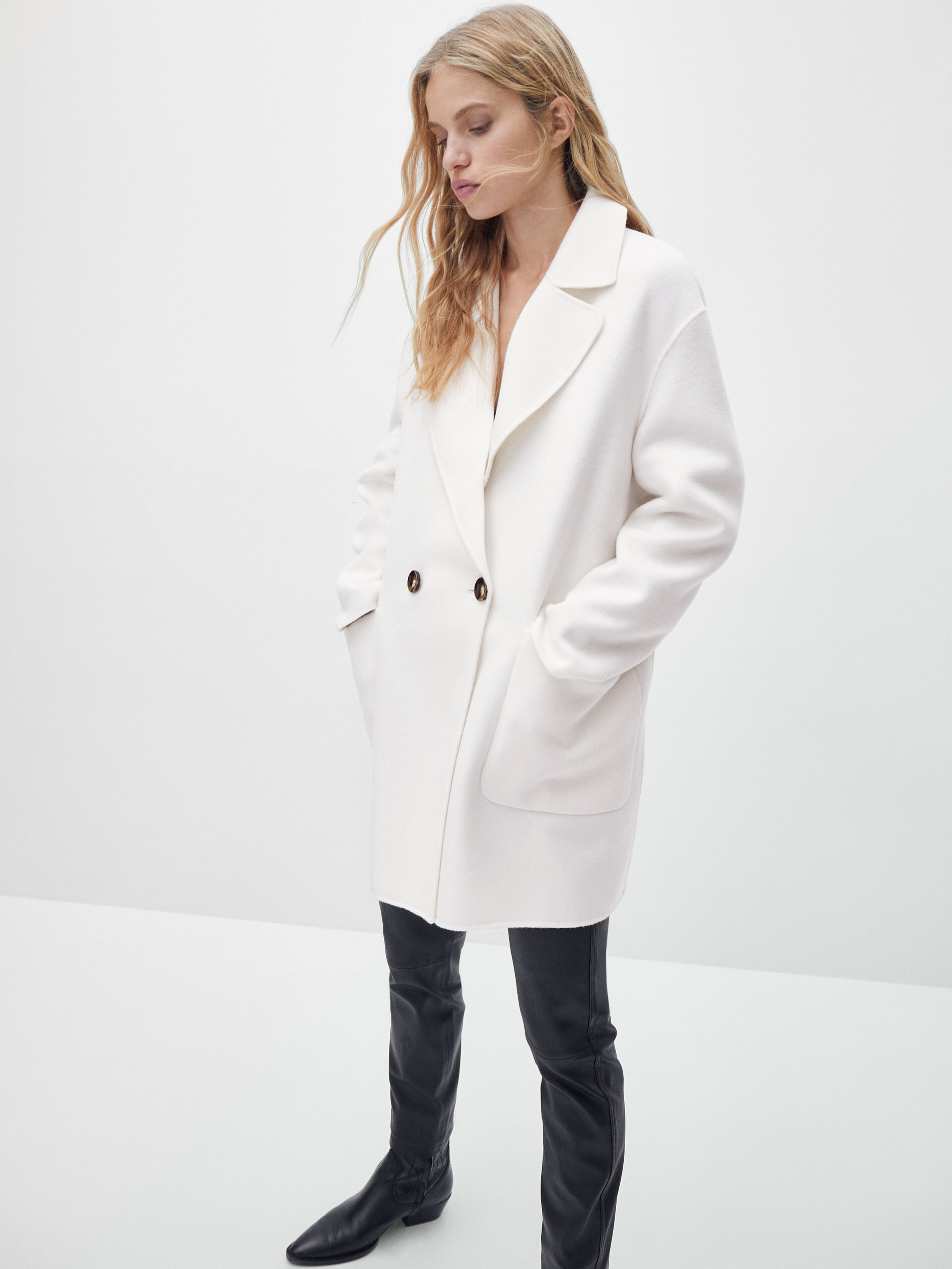 massimo dutti white coat
