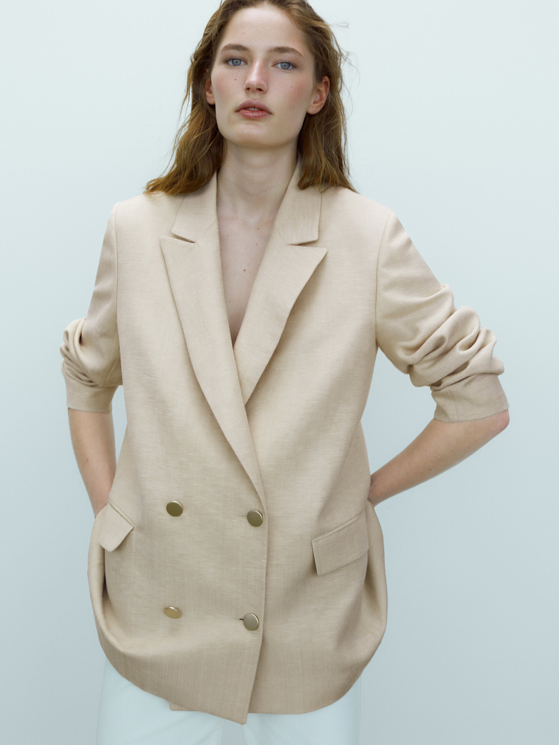 Massimo dutti beige blazer Clearance