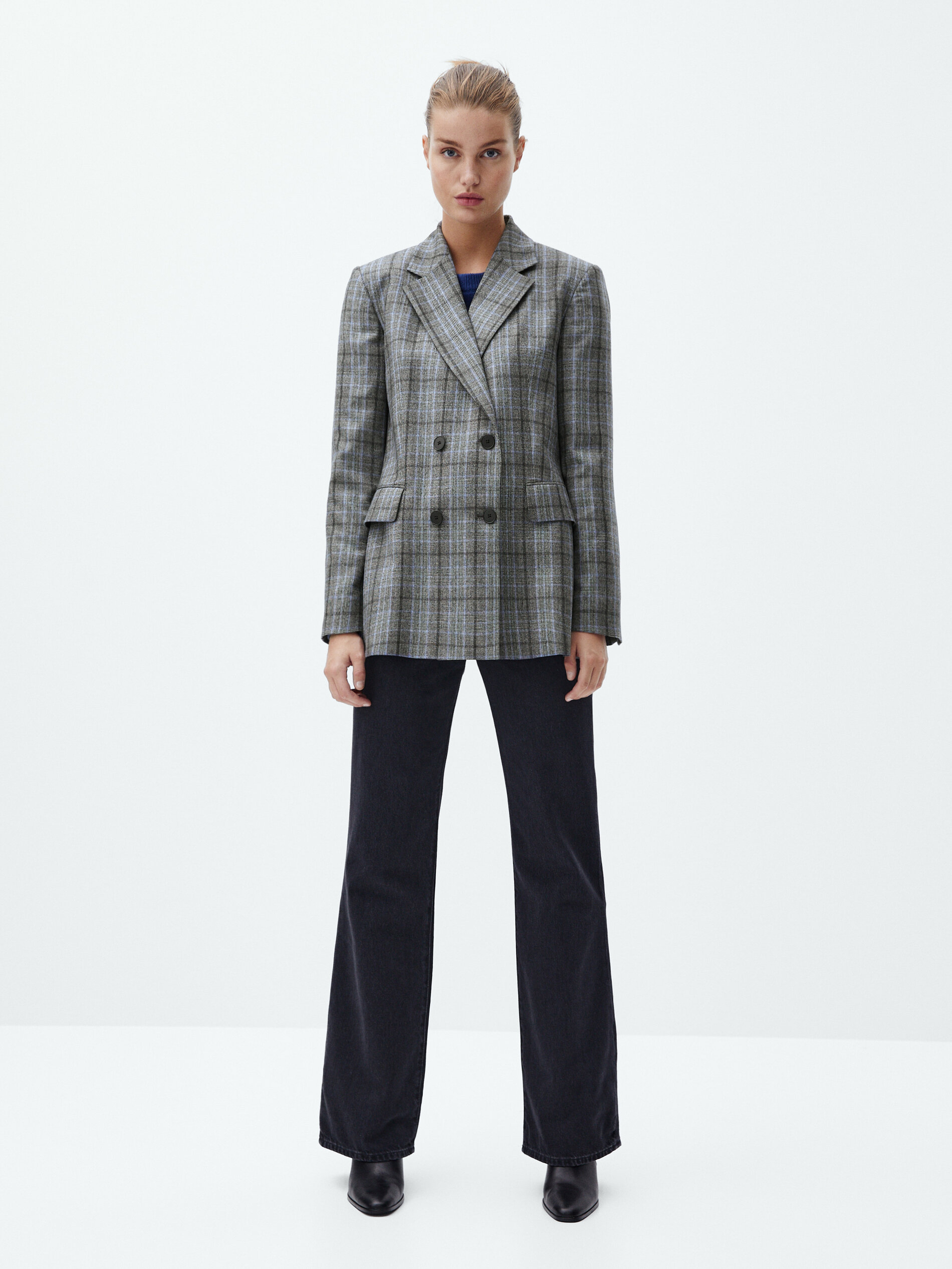 wool check blazer