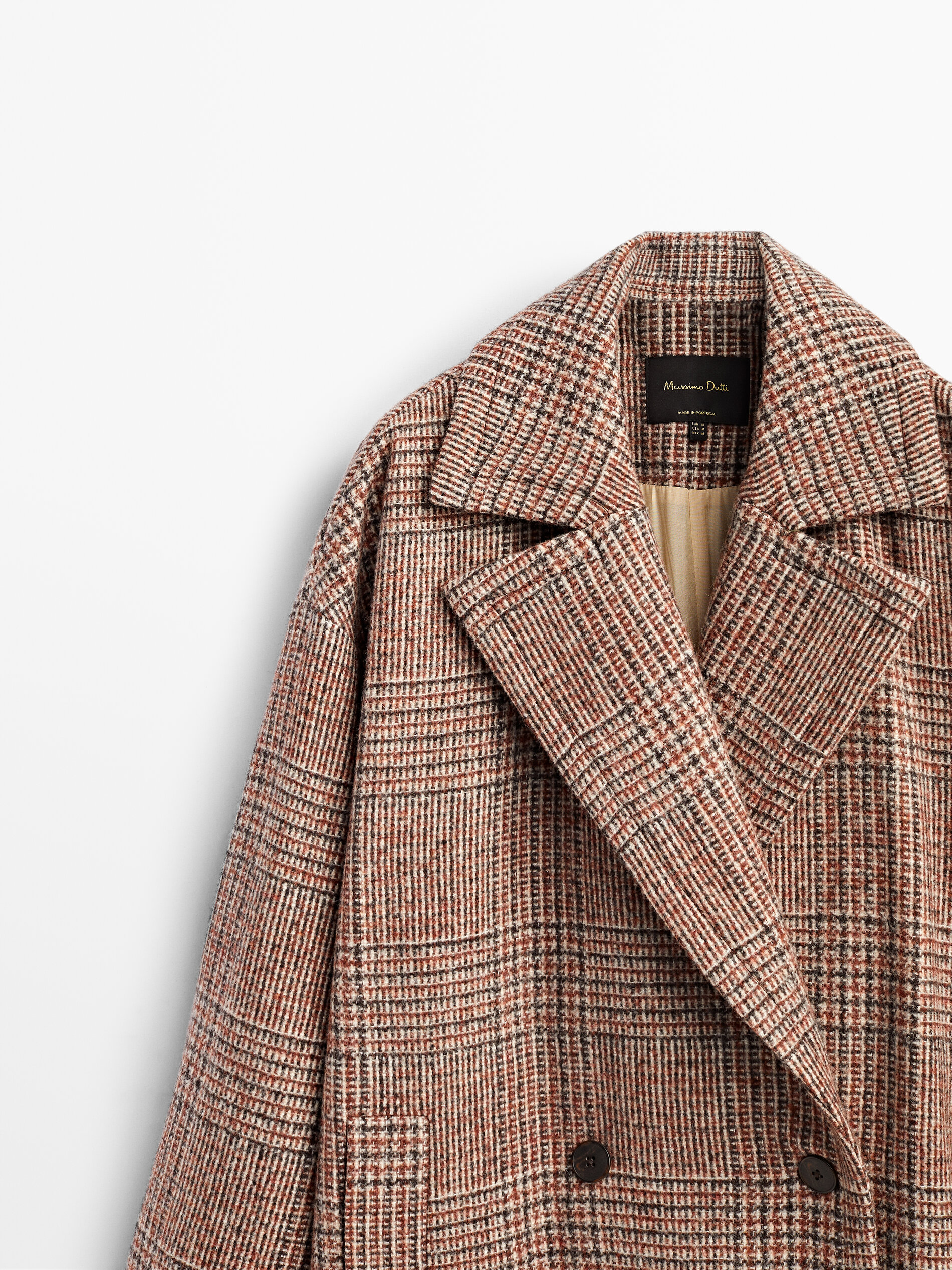 massimo dutti checked wool coat