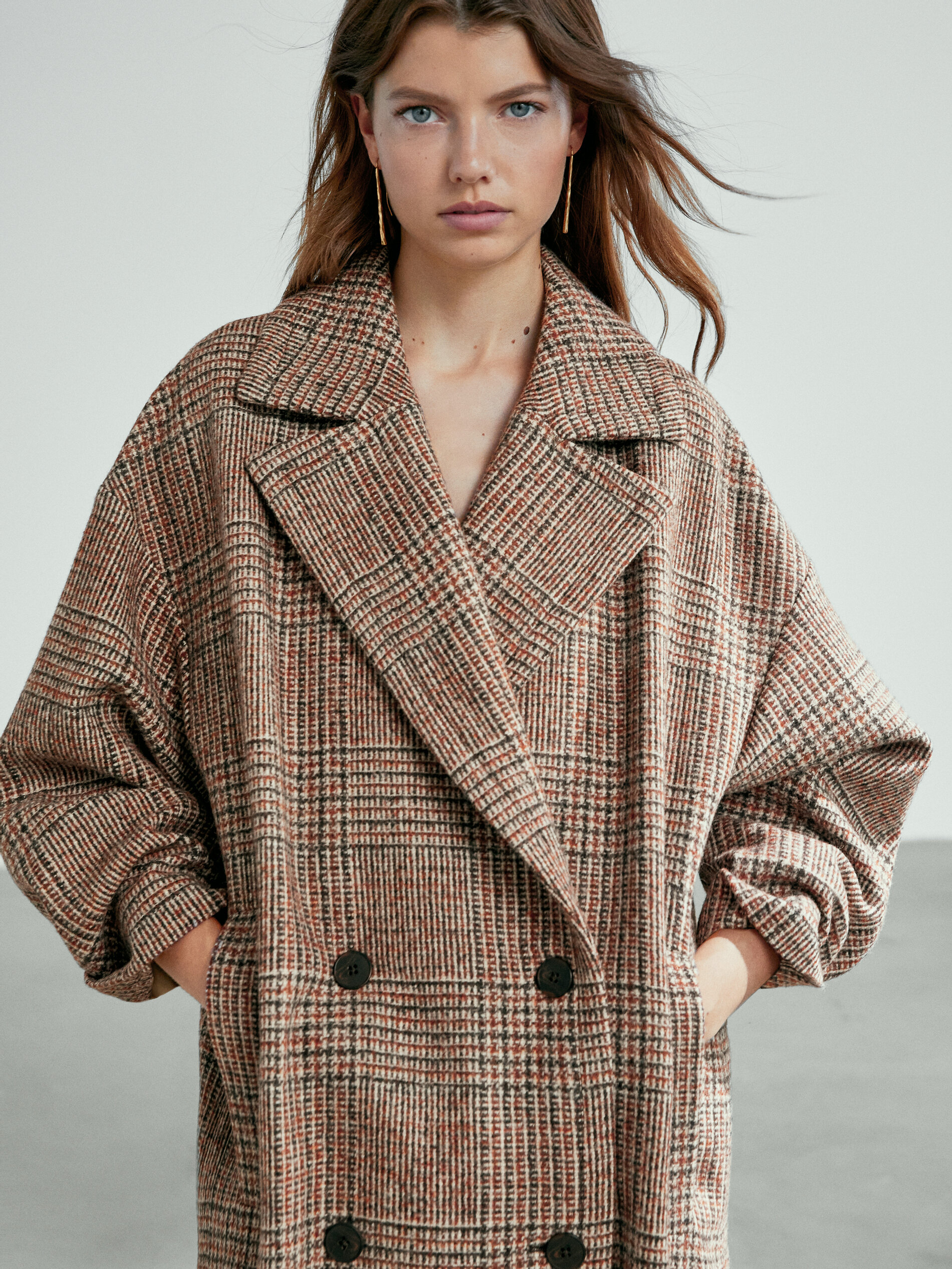 checked wool coat