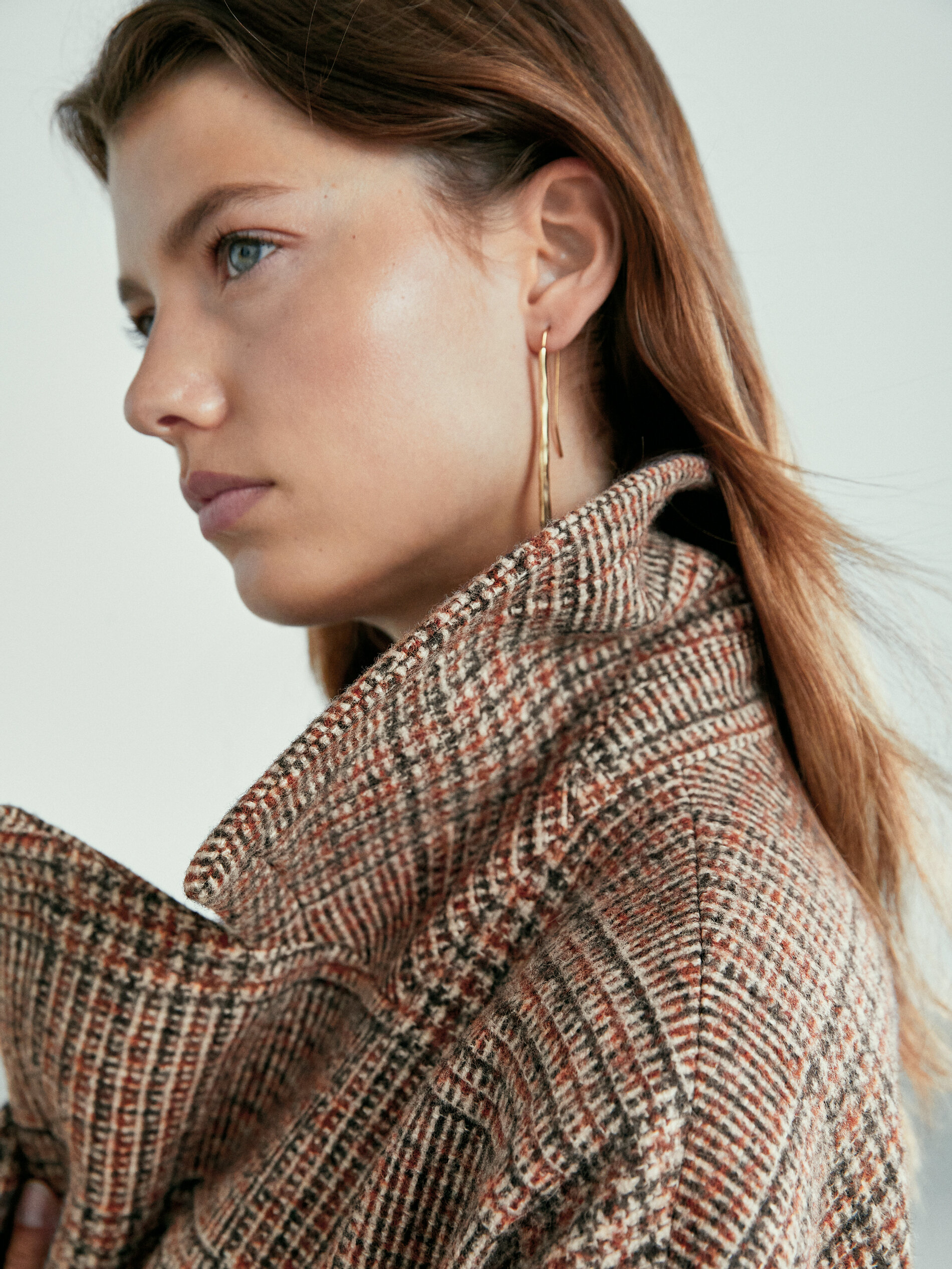 massimo dutti checked wool coat