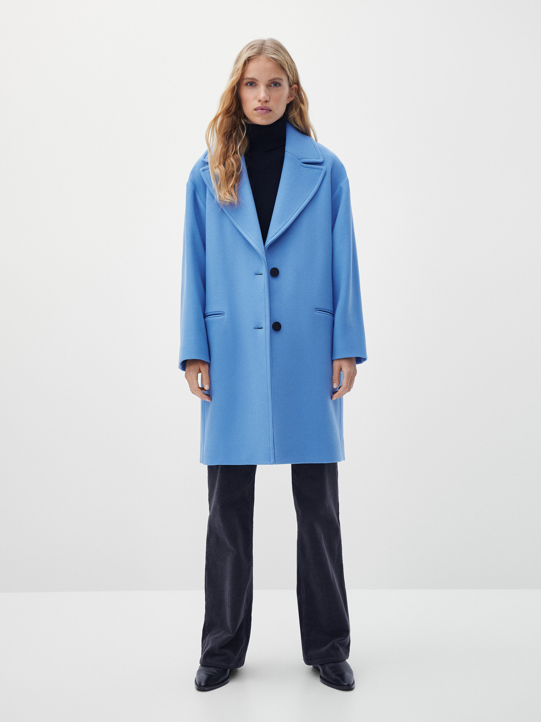 blue wool coat