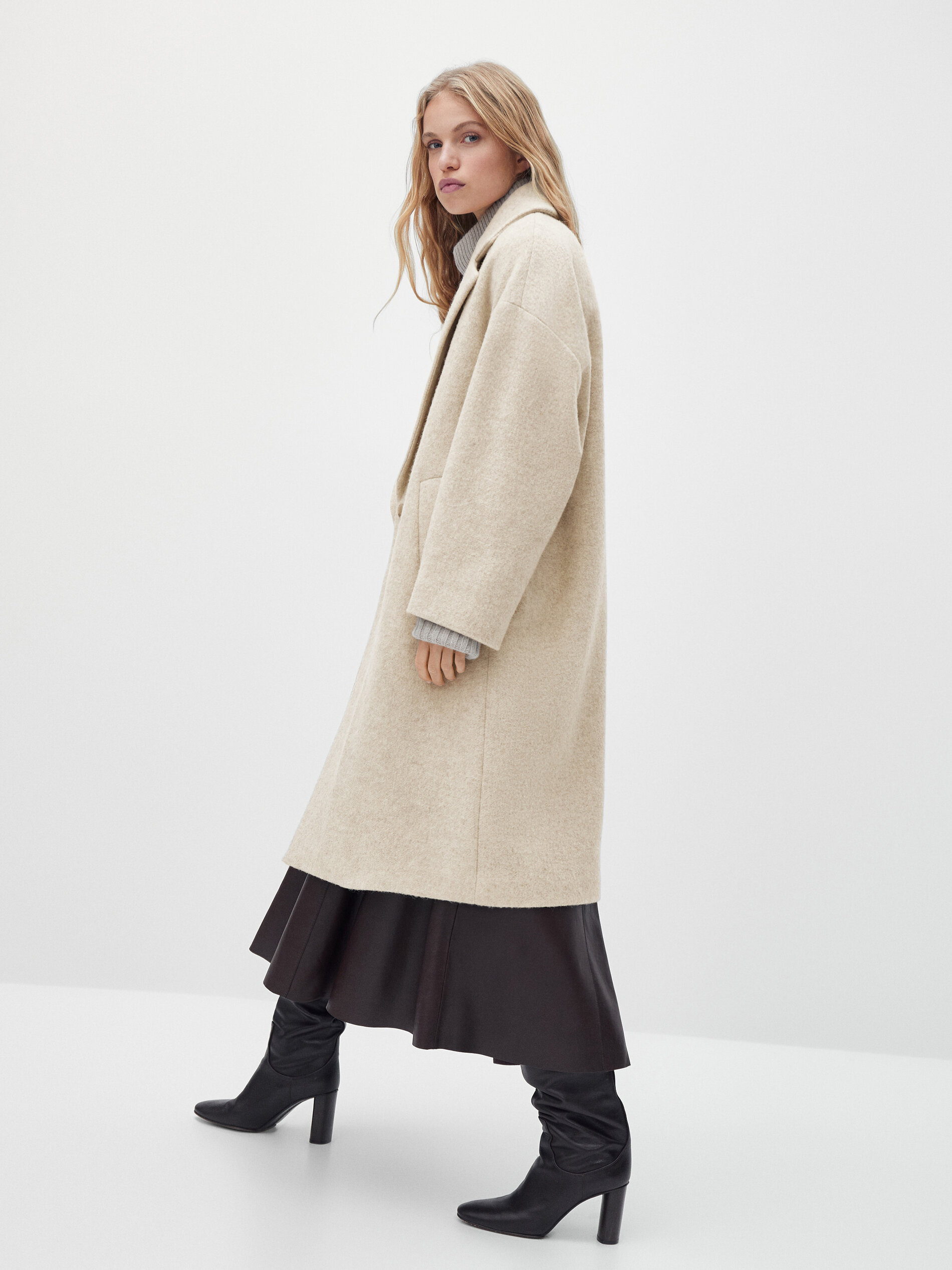 single button wool coat
