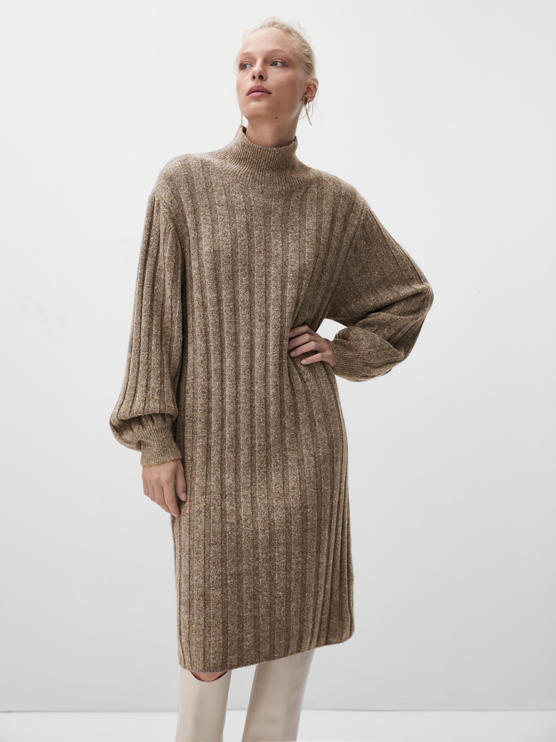 Wide ribbed knit dress - null - Massimo
