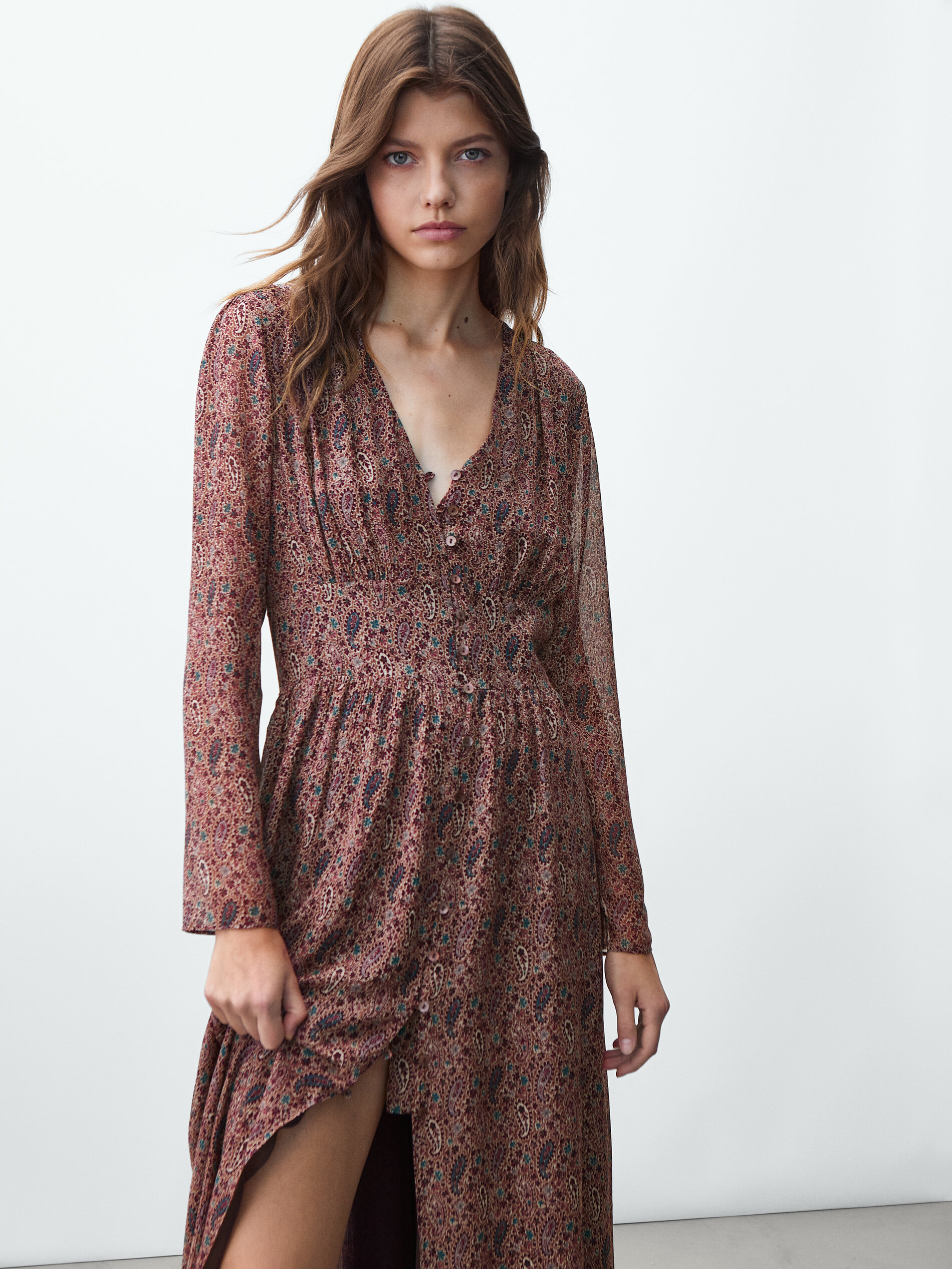 massimo dutti burgundy dress
