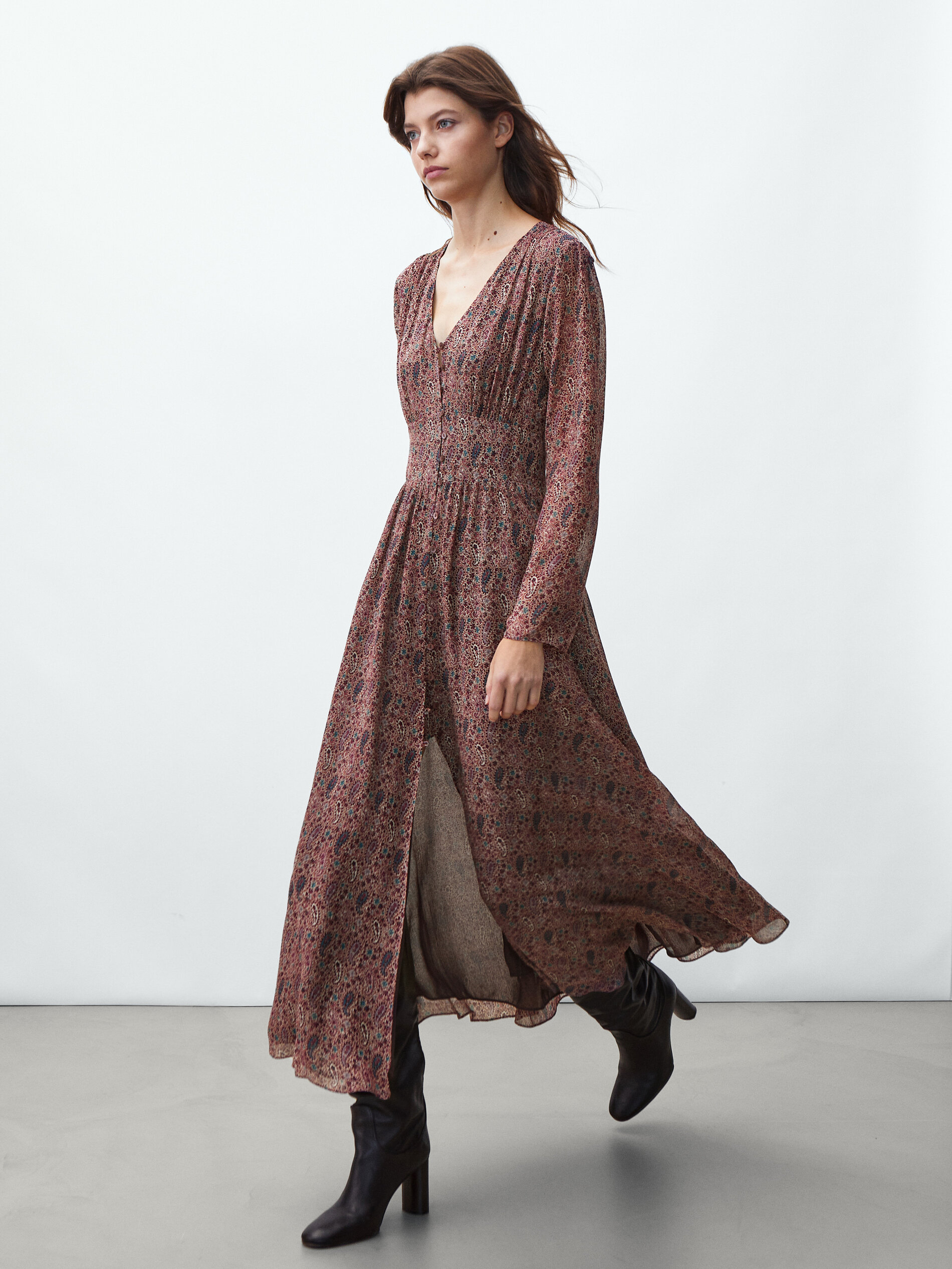 massimo dutti burgundy dress