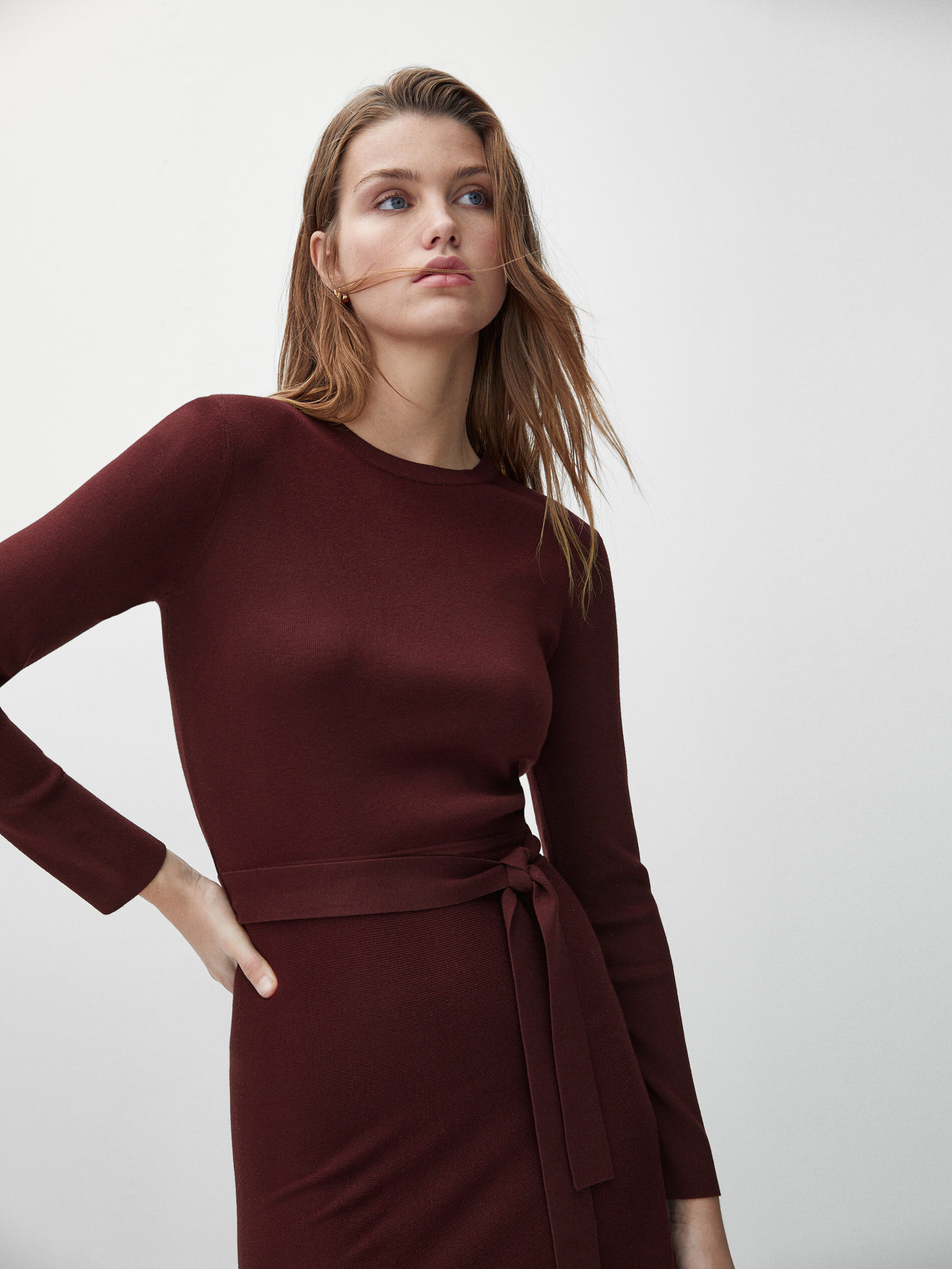 massimo dutti burgundy dress