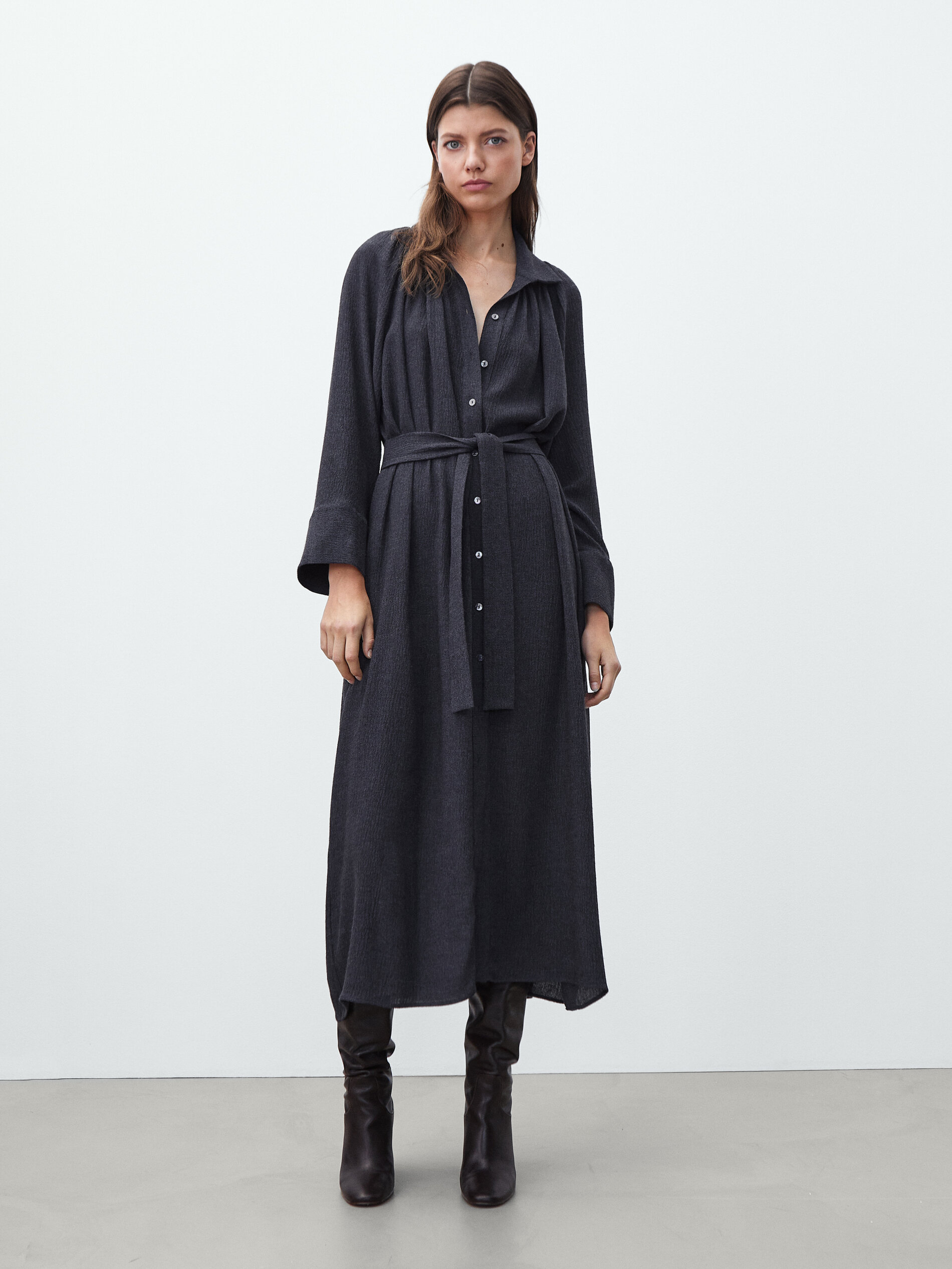 Massimo dutti shirt dress with belt clearance