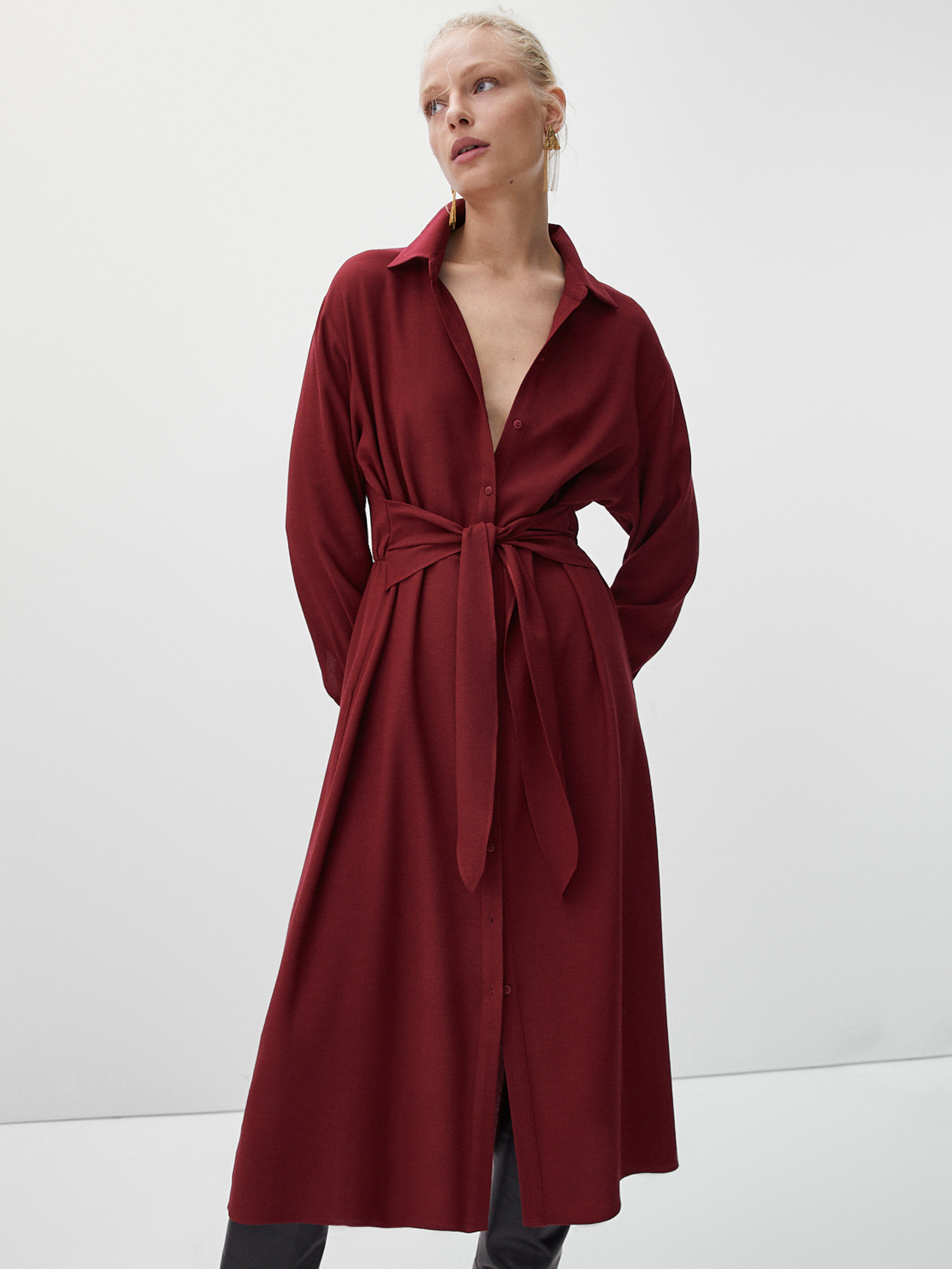 Massimo dutti shirt dress with belt clearance