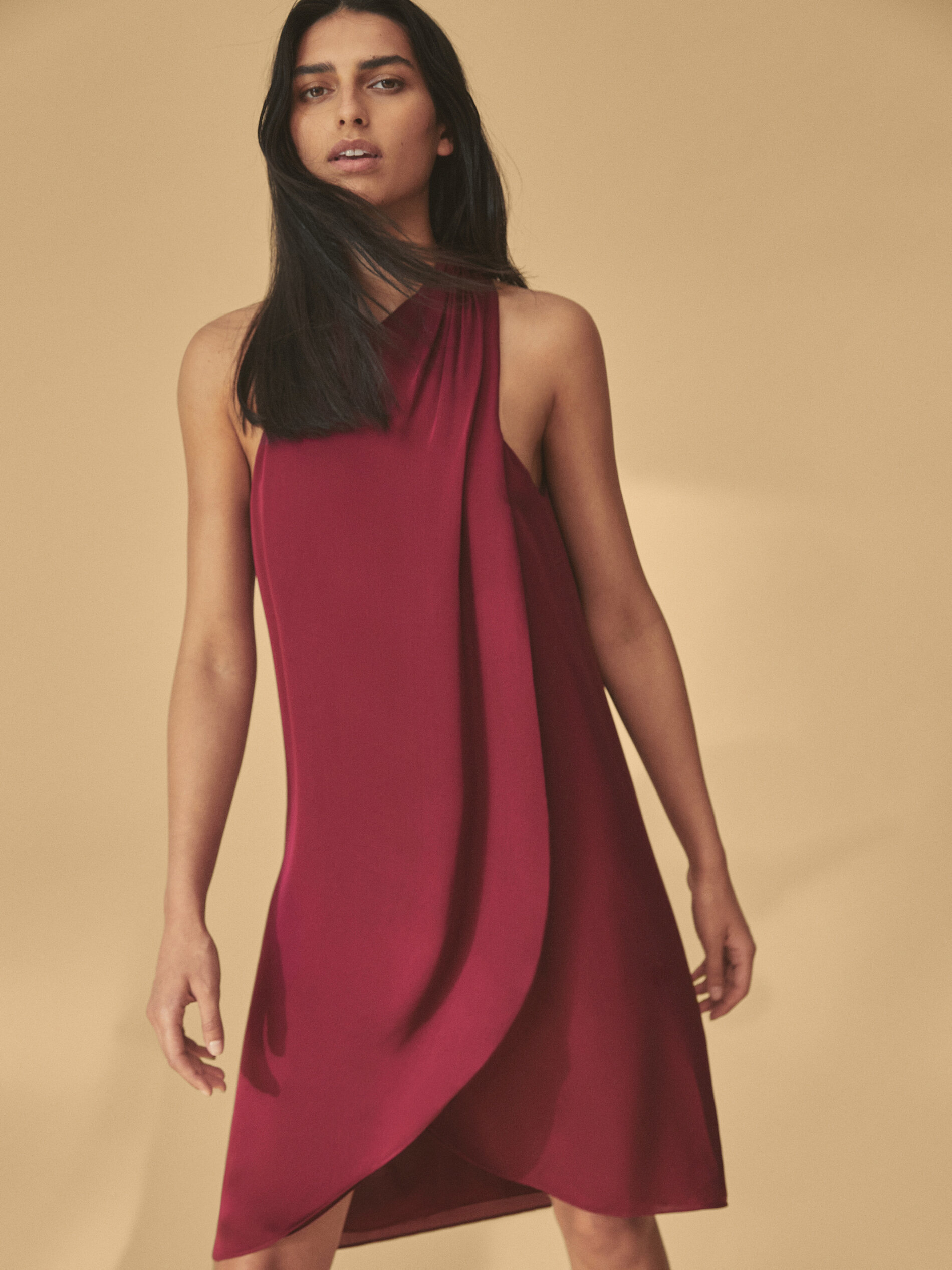 massimo dutti burgundy dress