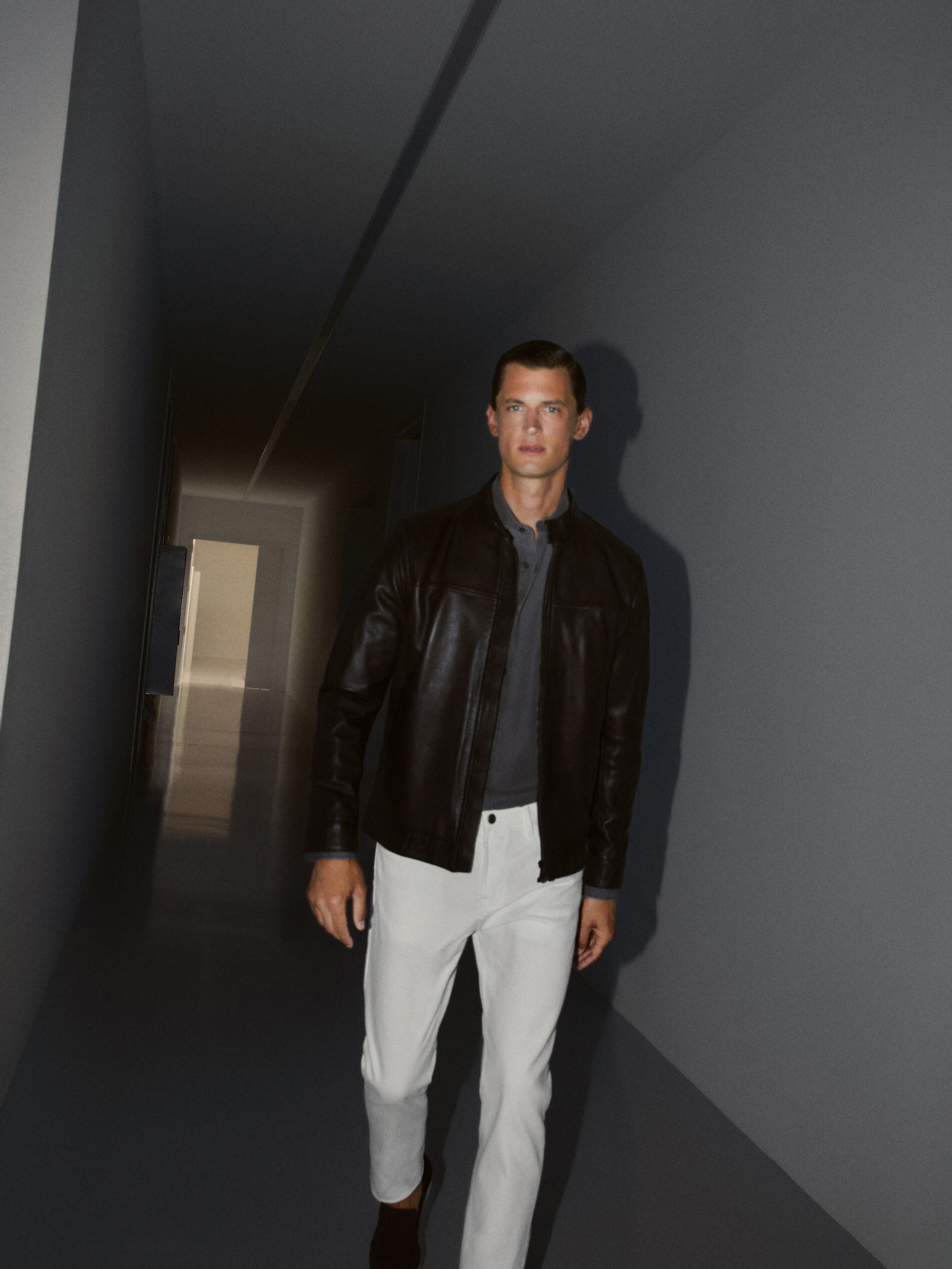 massimo dutti lederjacke herren schwarz