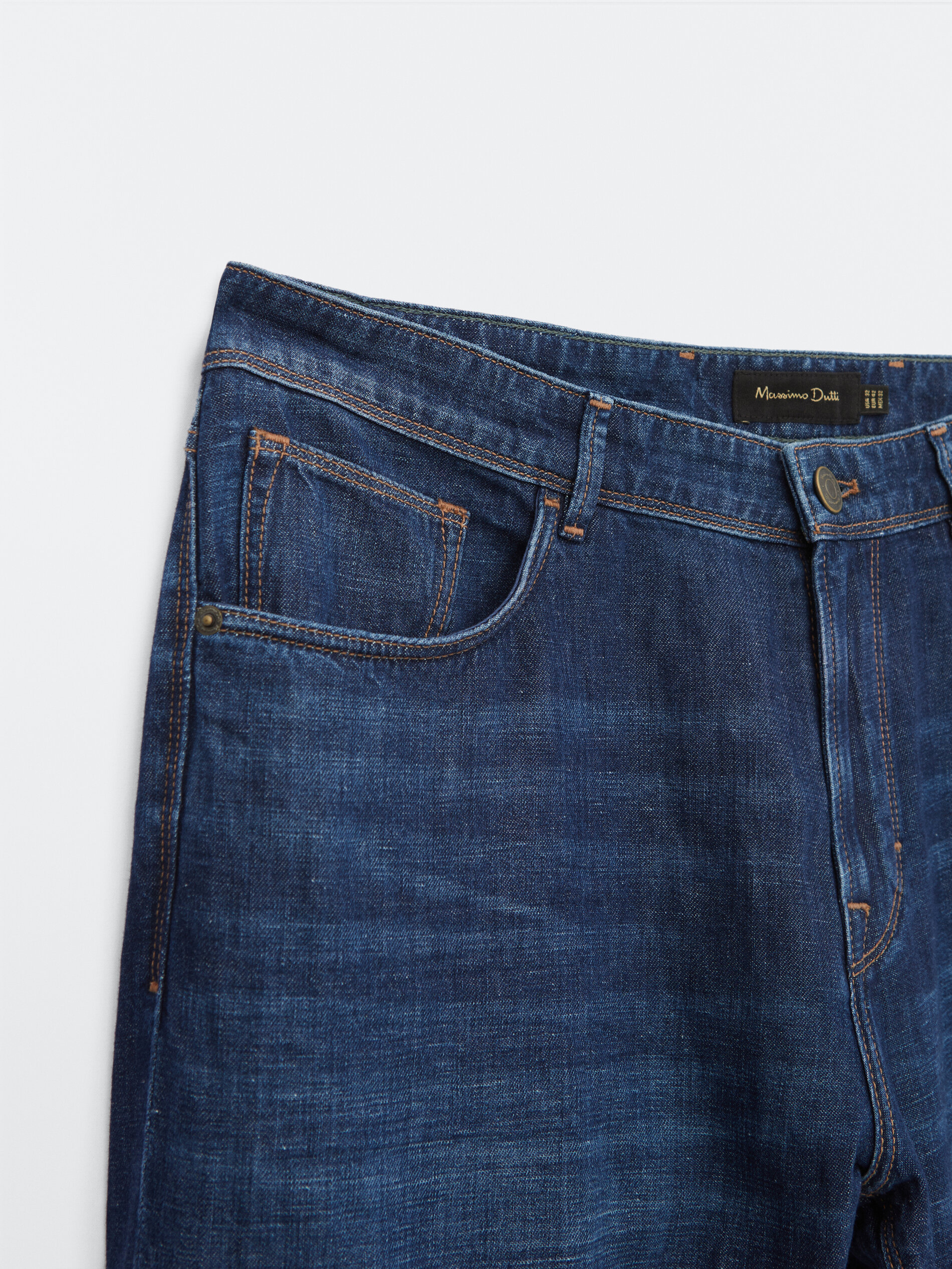 Cotton and linen casual fit jeans 