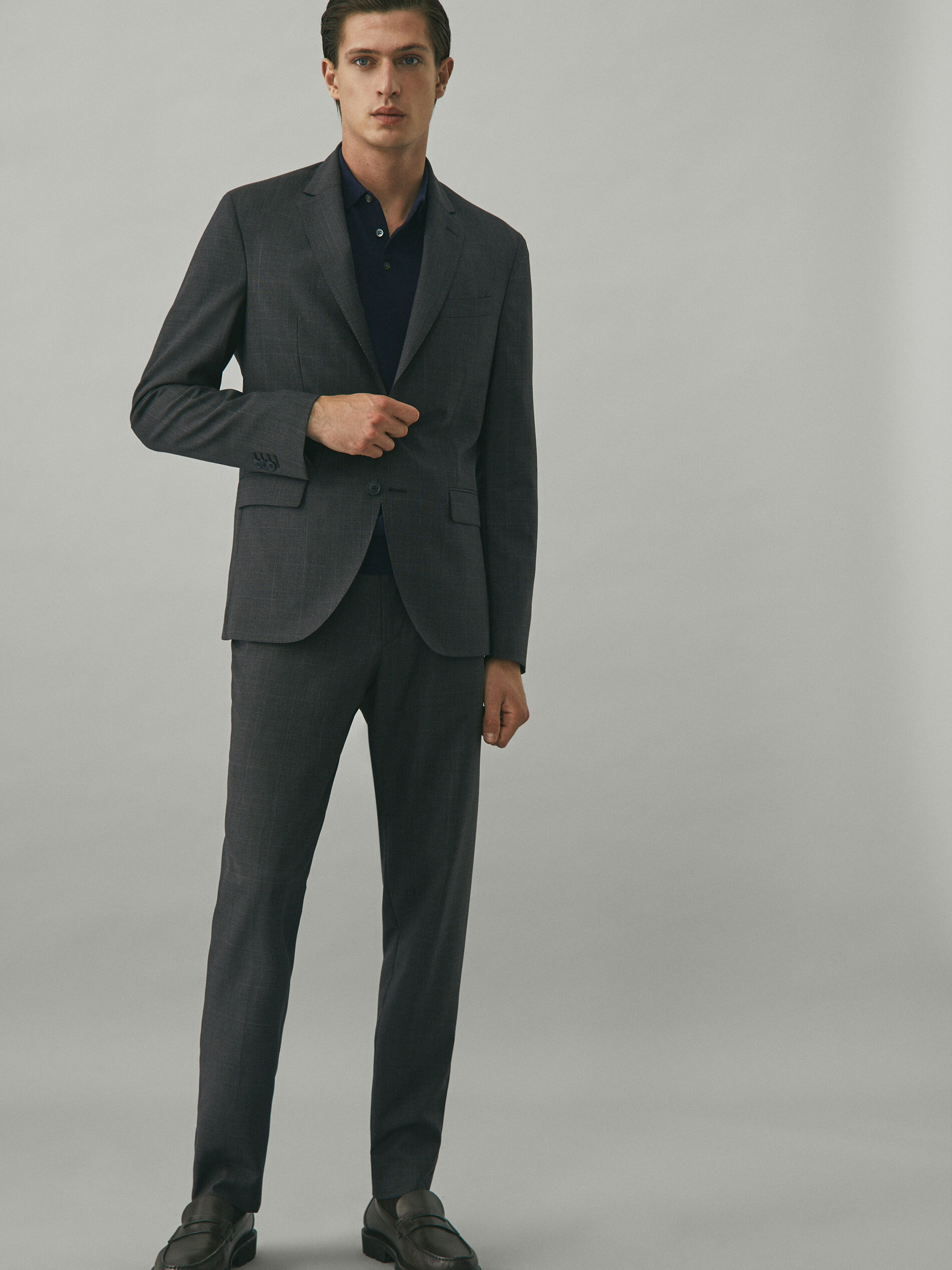 100% wool check trousers - Massimo Dutti
