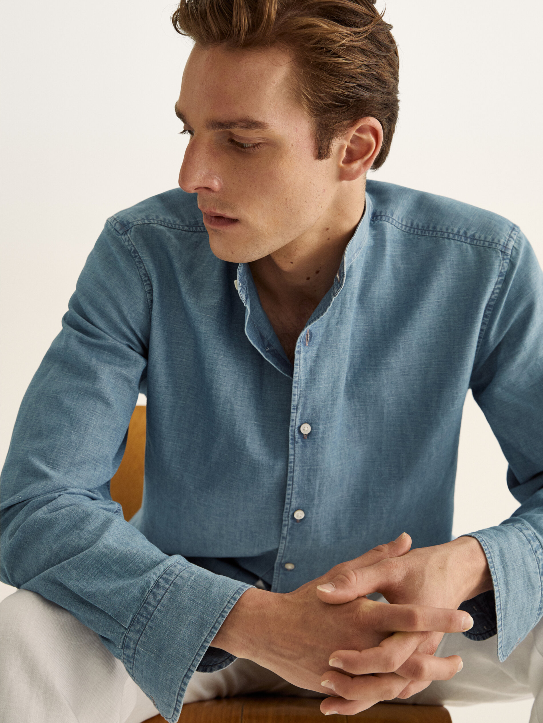 Slim fit denim shirt mens clearance