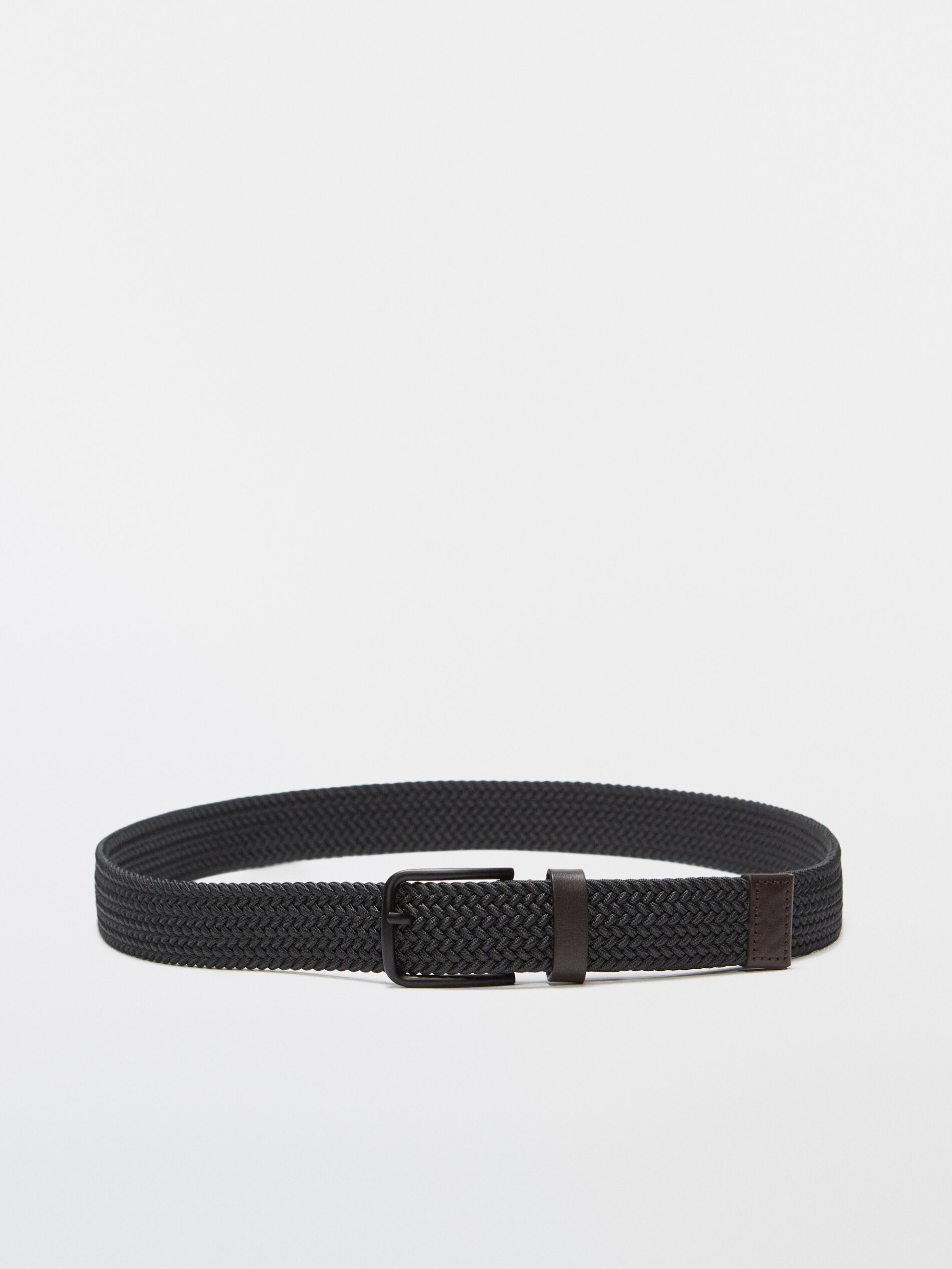 Black leather stretch belt