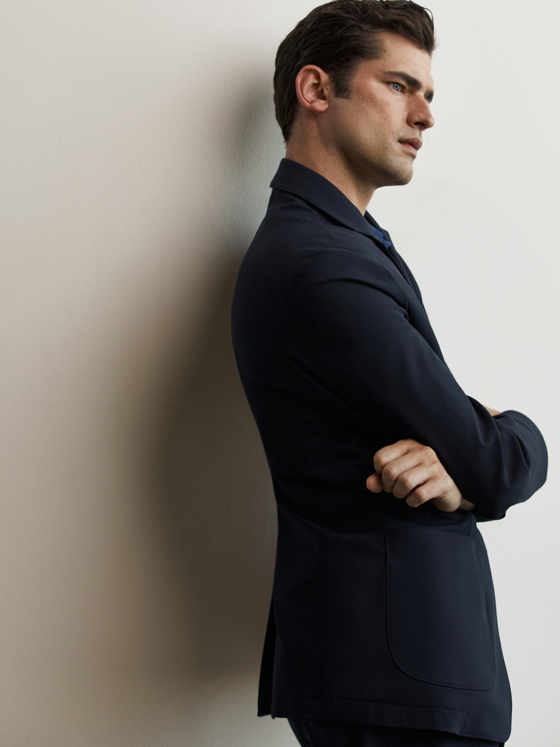 Navy blue wool slim fit blazer - Chinos