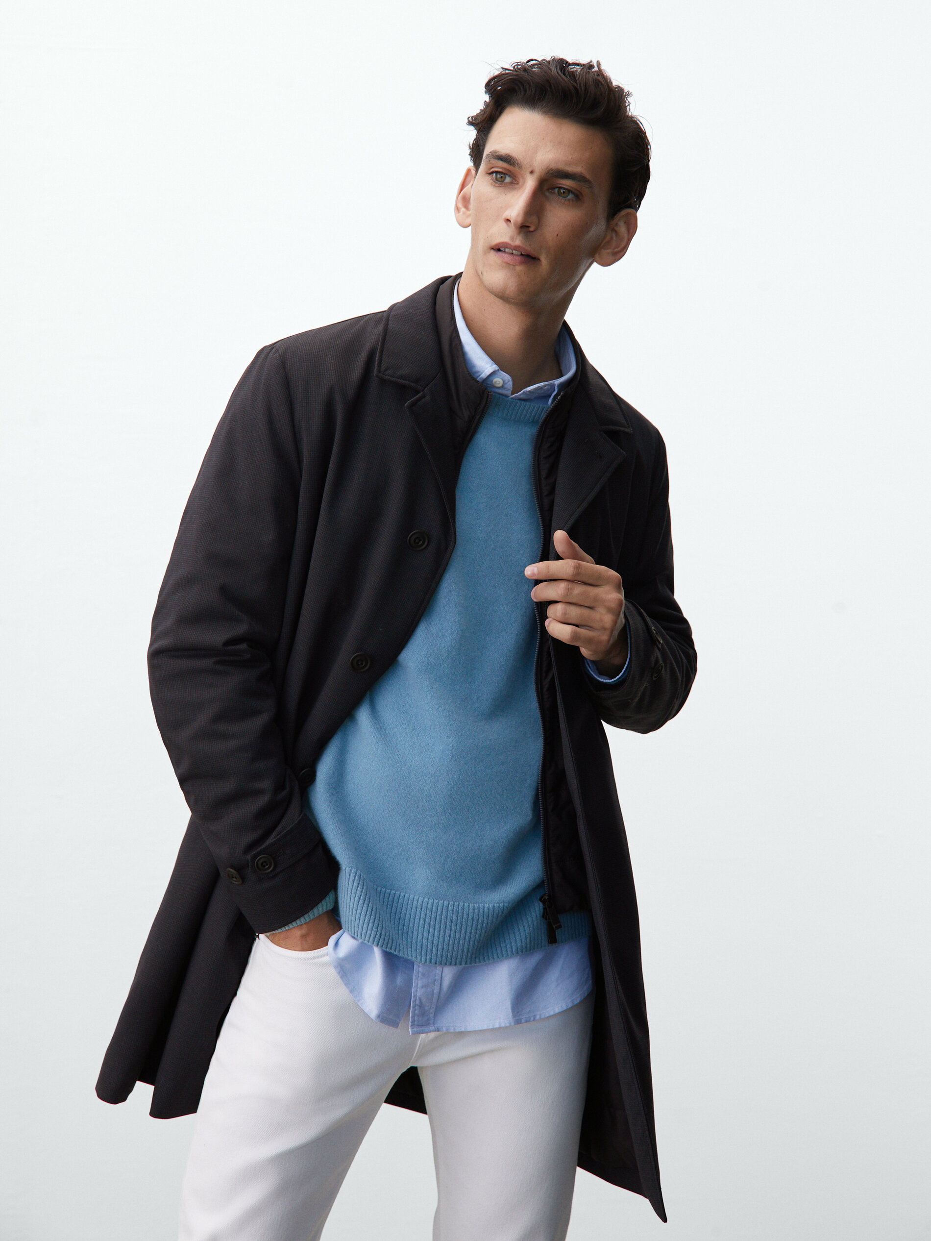 massimo dutti black wool coat