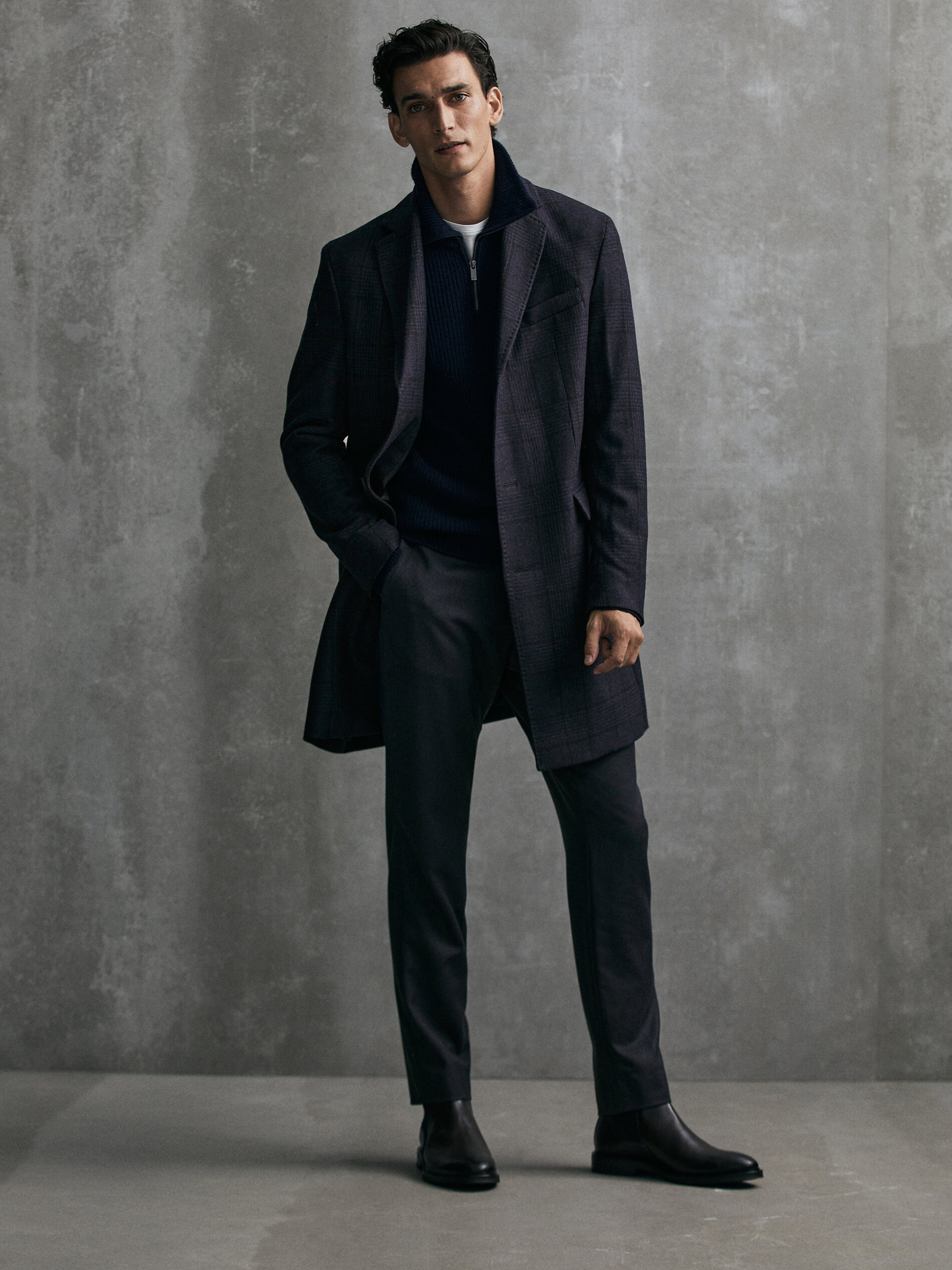 massimo dutti checked wool coat