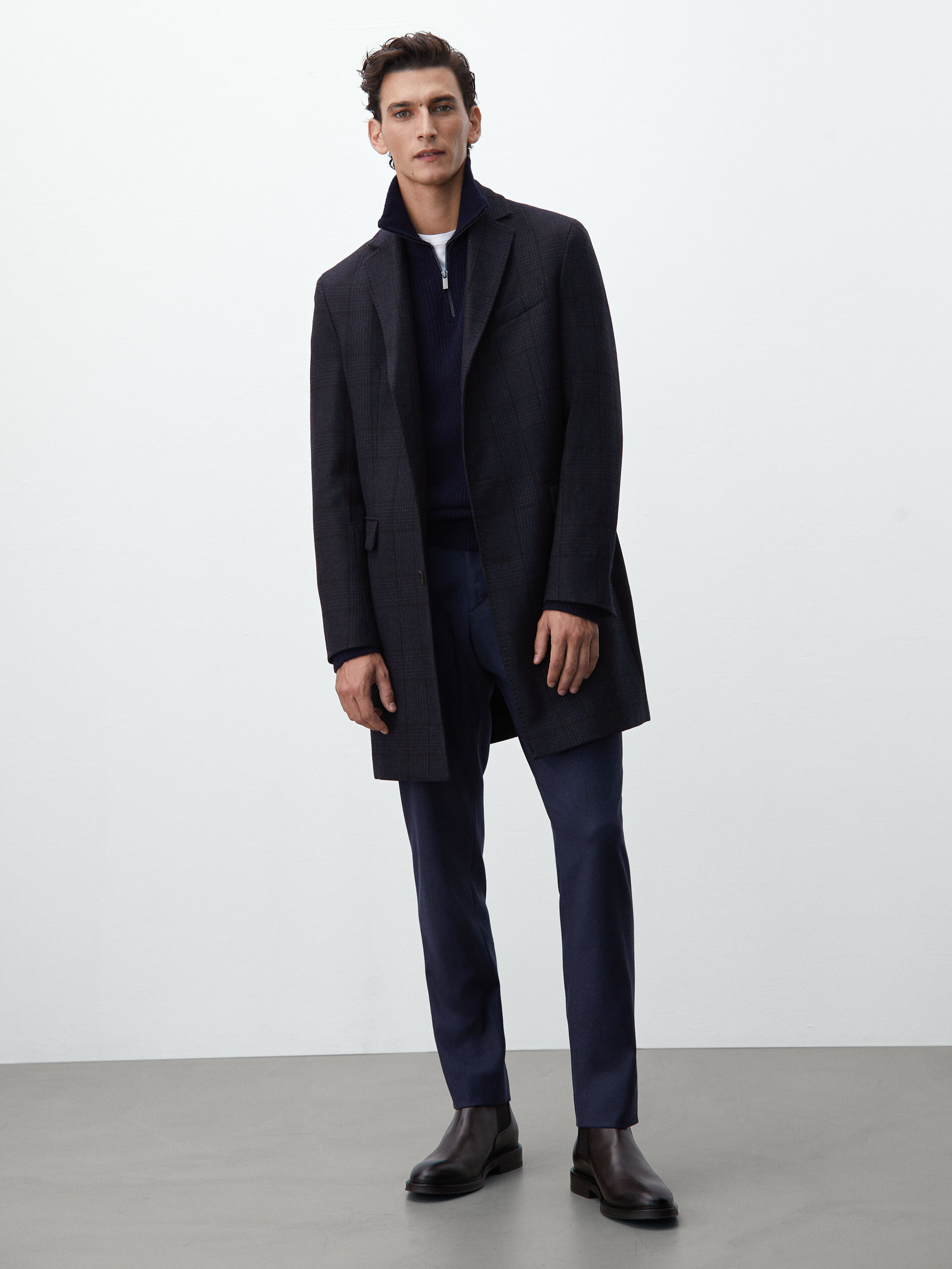massimo dutti checked wool coat