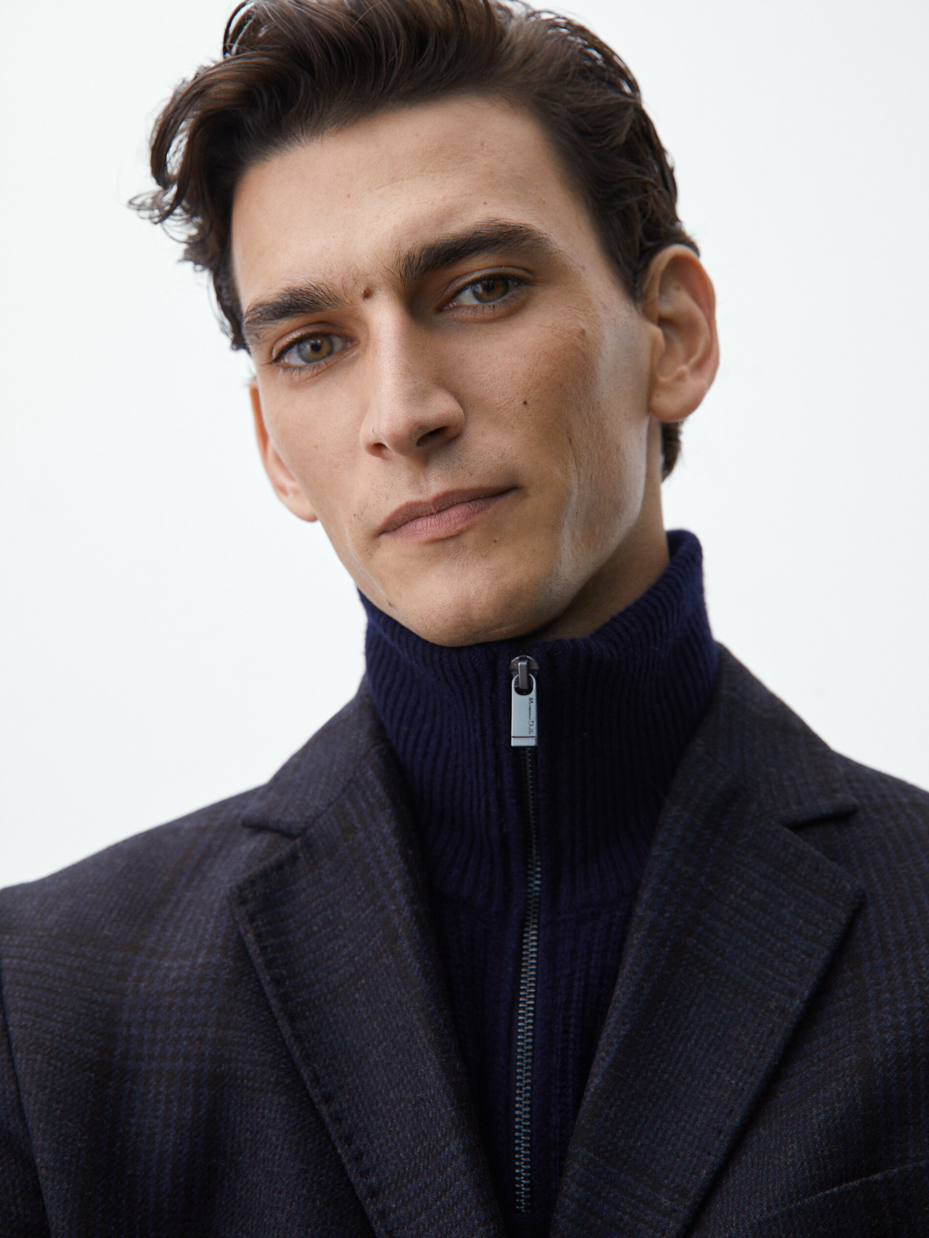 massimo dutti checked wool coat