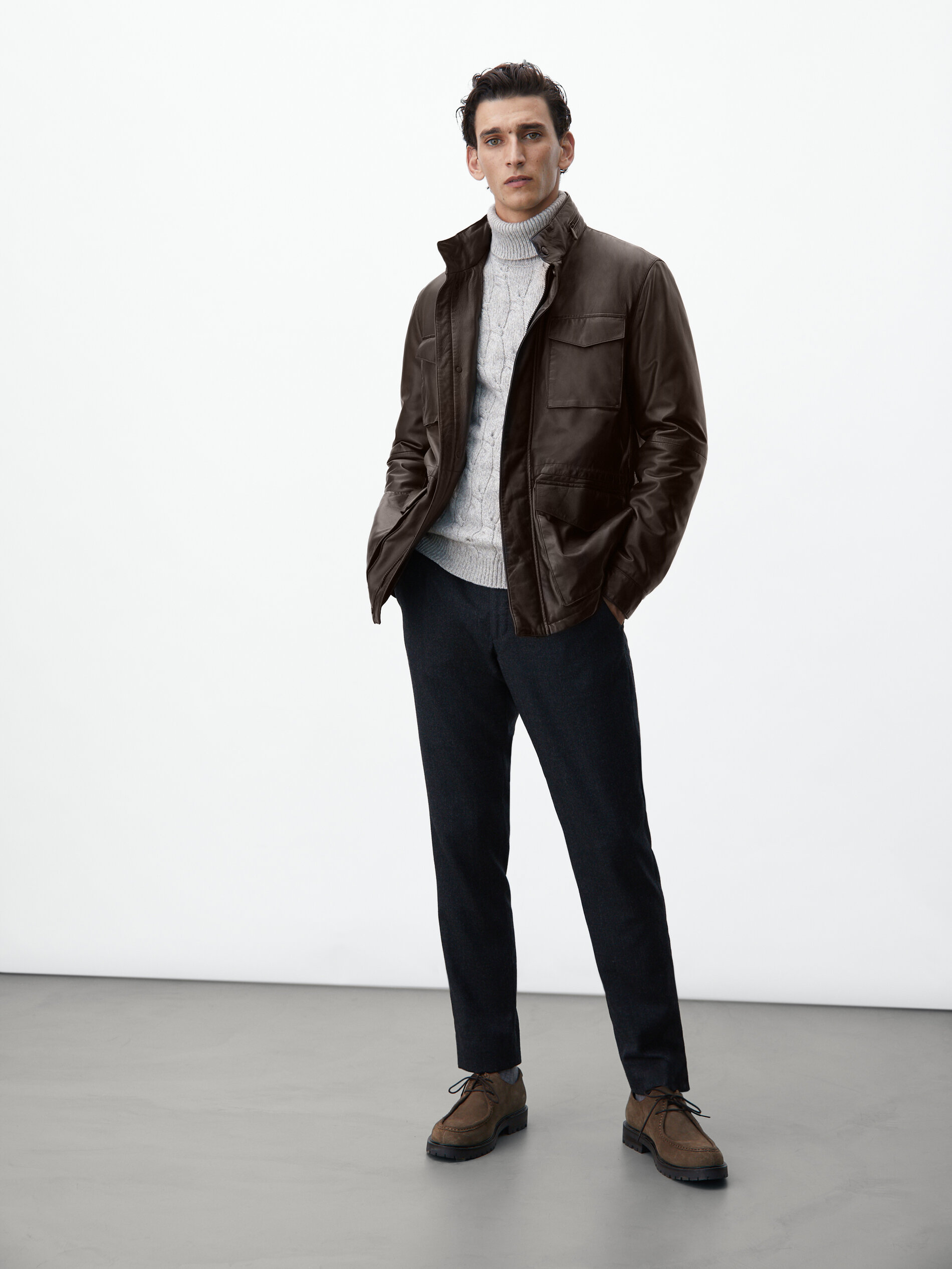 leather cargo jacket