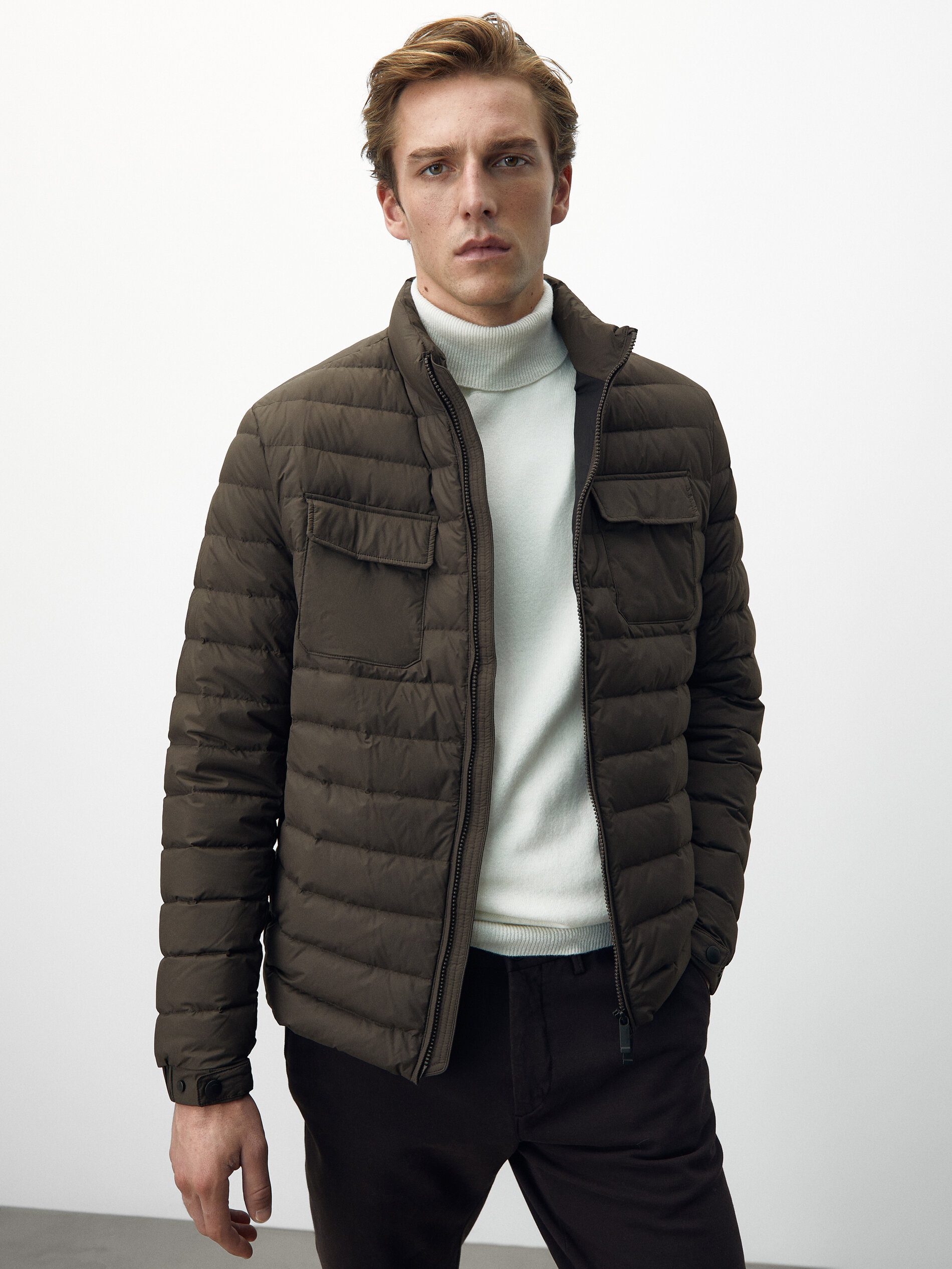 massimo dutti down puffer jacket with belt