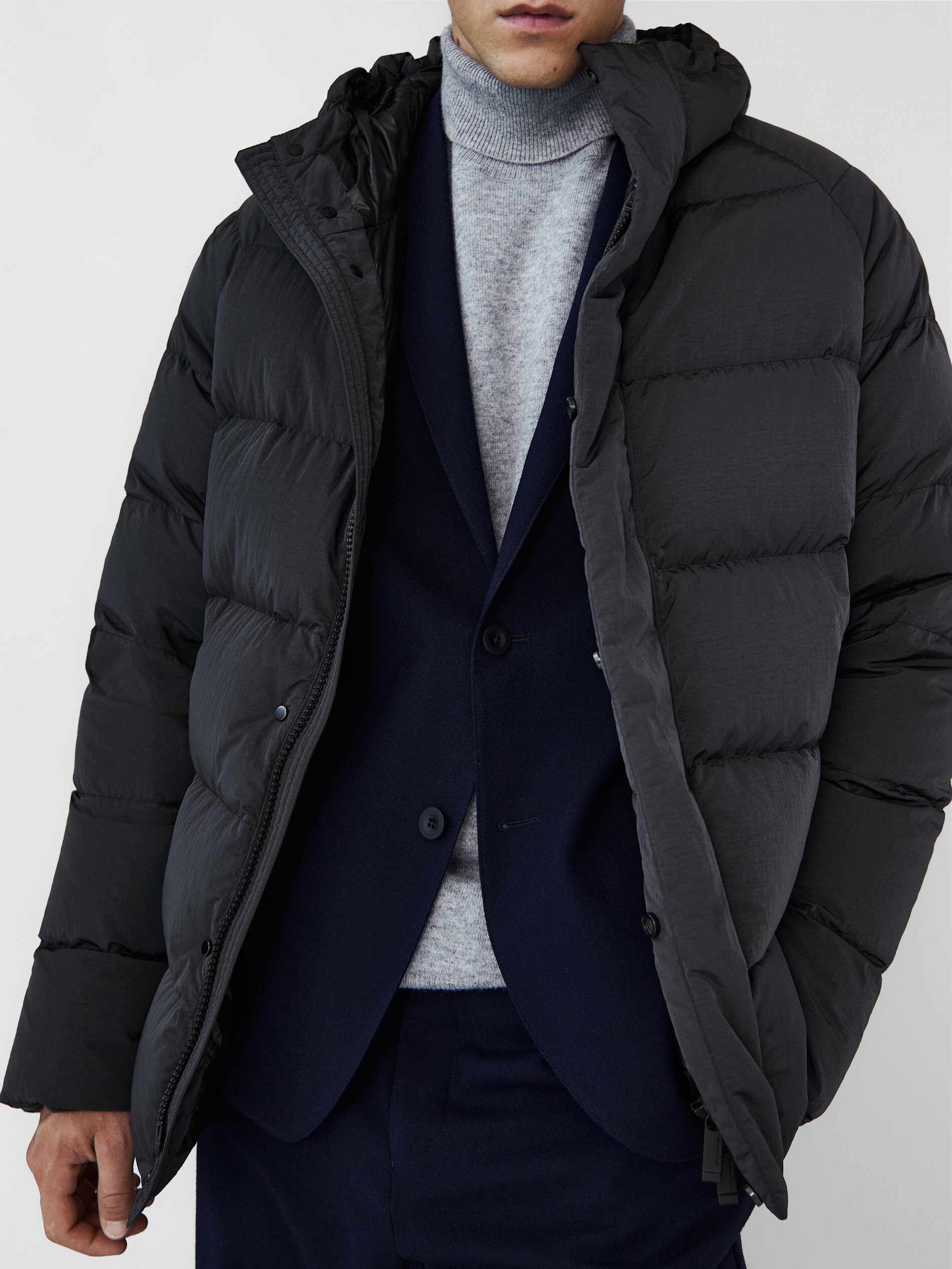 massimo dutti down puffer jacket with belt