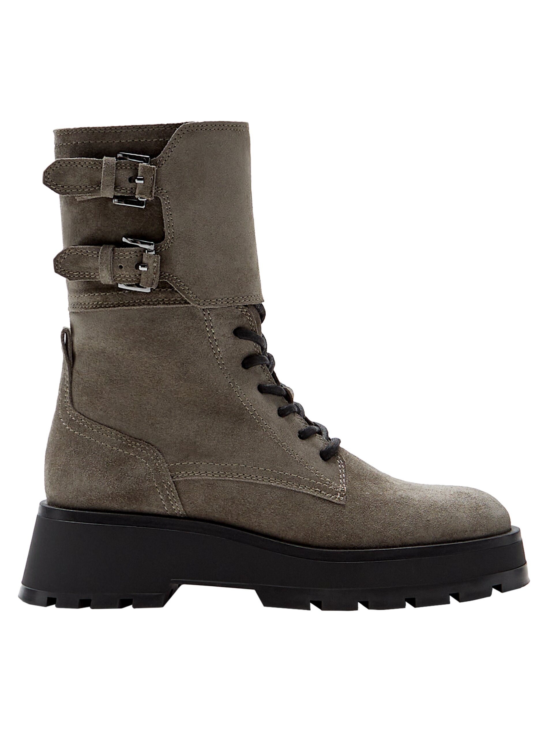 Bota con cordones de piel negra - Mujer - Massimo Dutti España