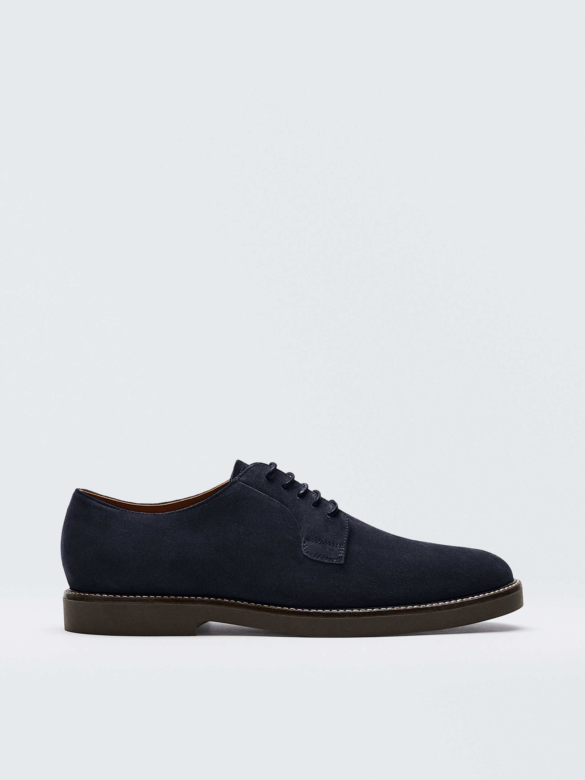 BLAUWE SPLITSUÈDE LEREN DERBY'S voor HEREN - SOLDEN - Schoenen Massimo  Dutti Belgium