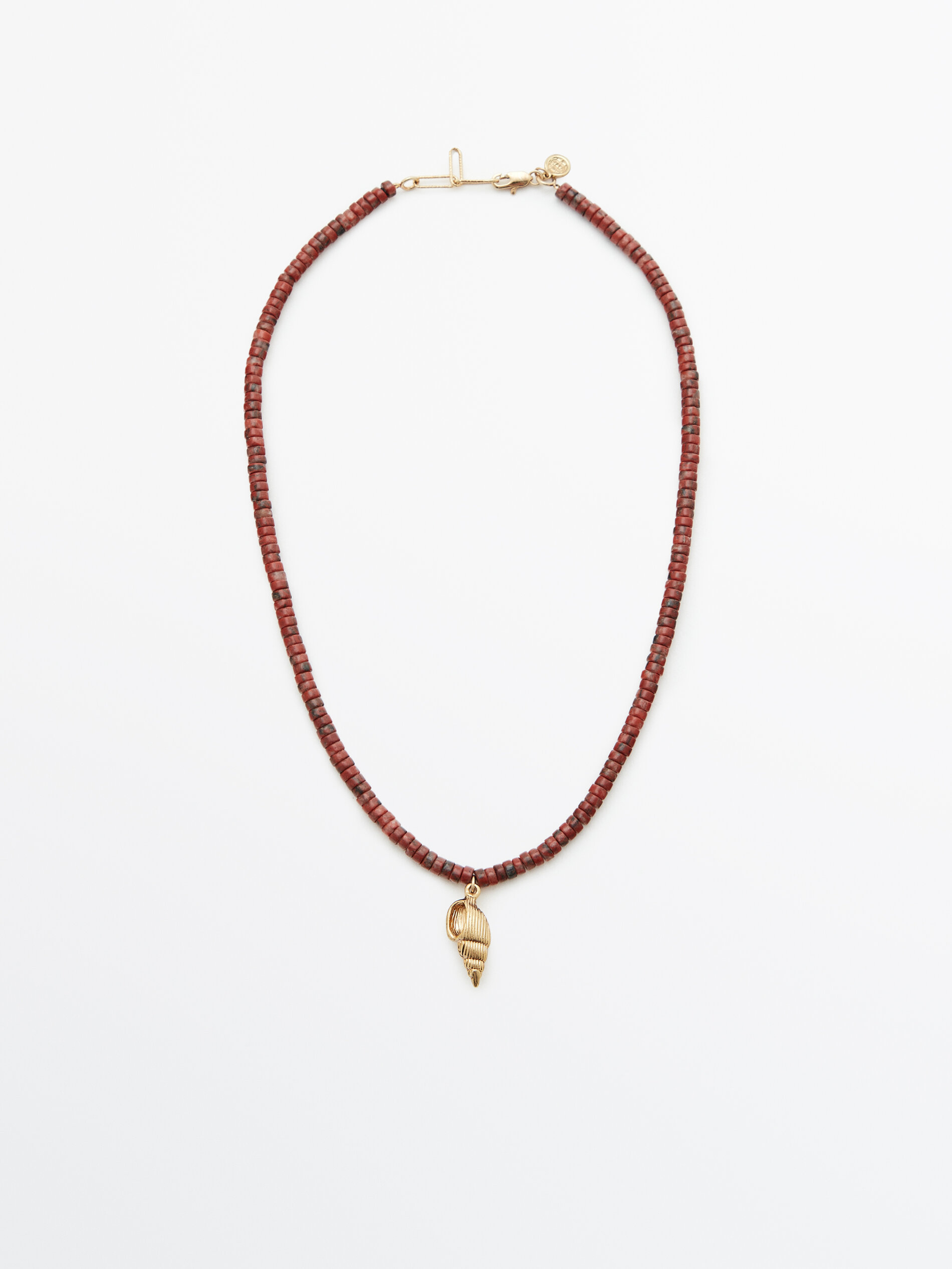 Gold-plated russet seashell bead 