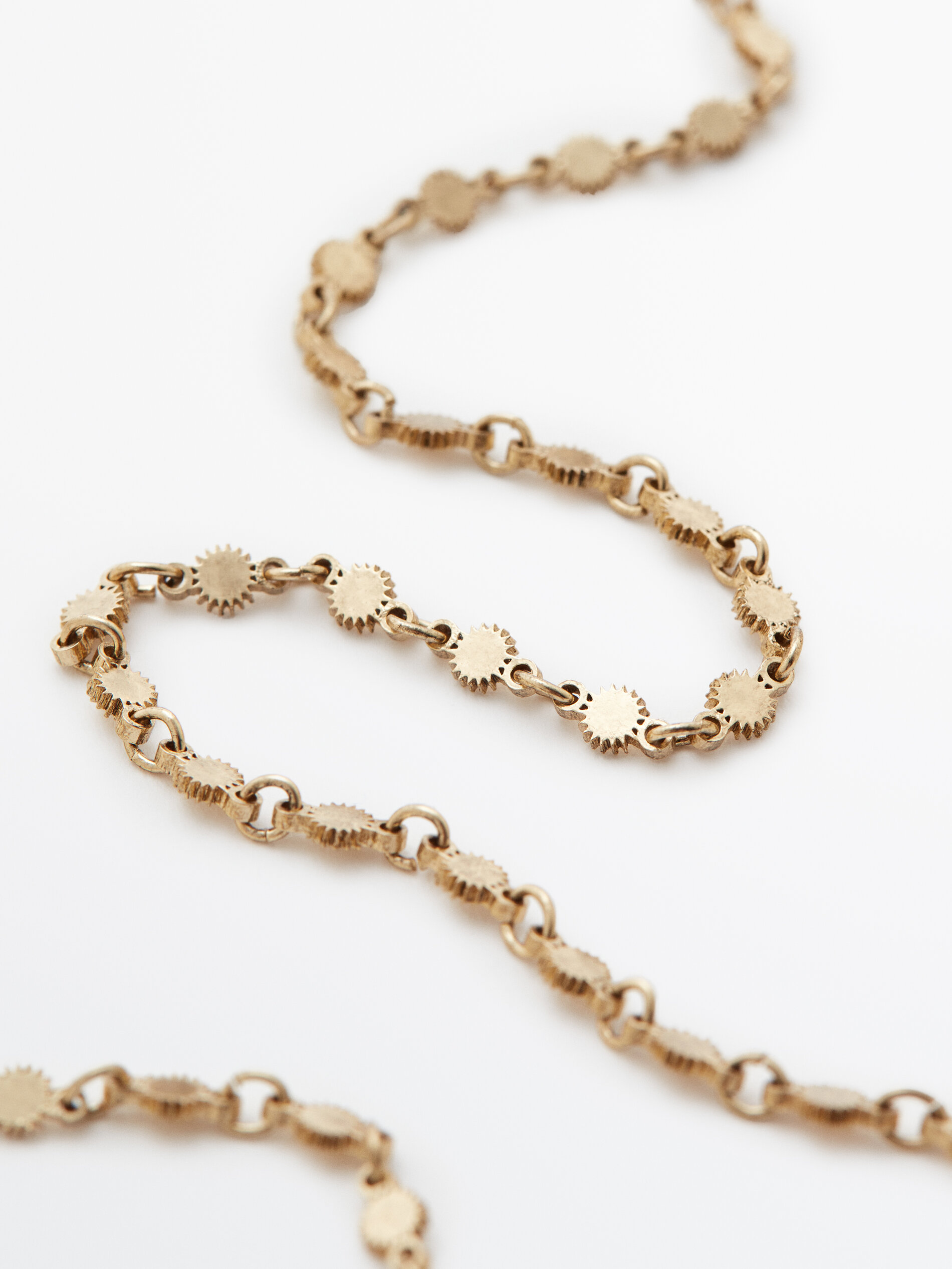 Gold-plated chain necklace with suns 