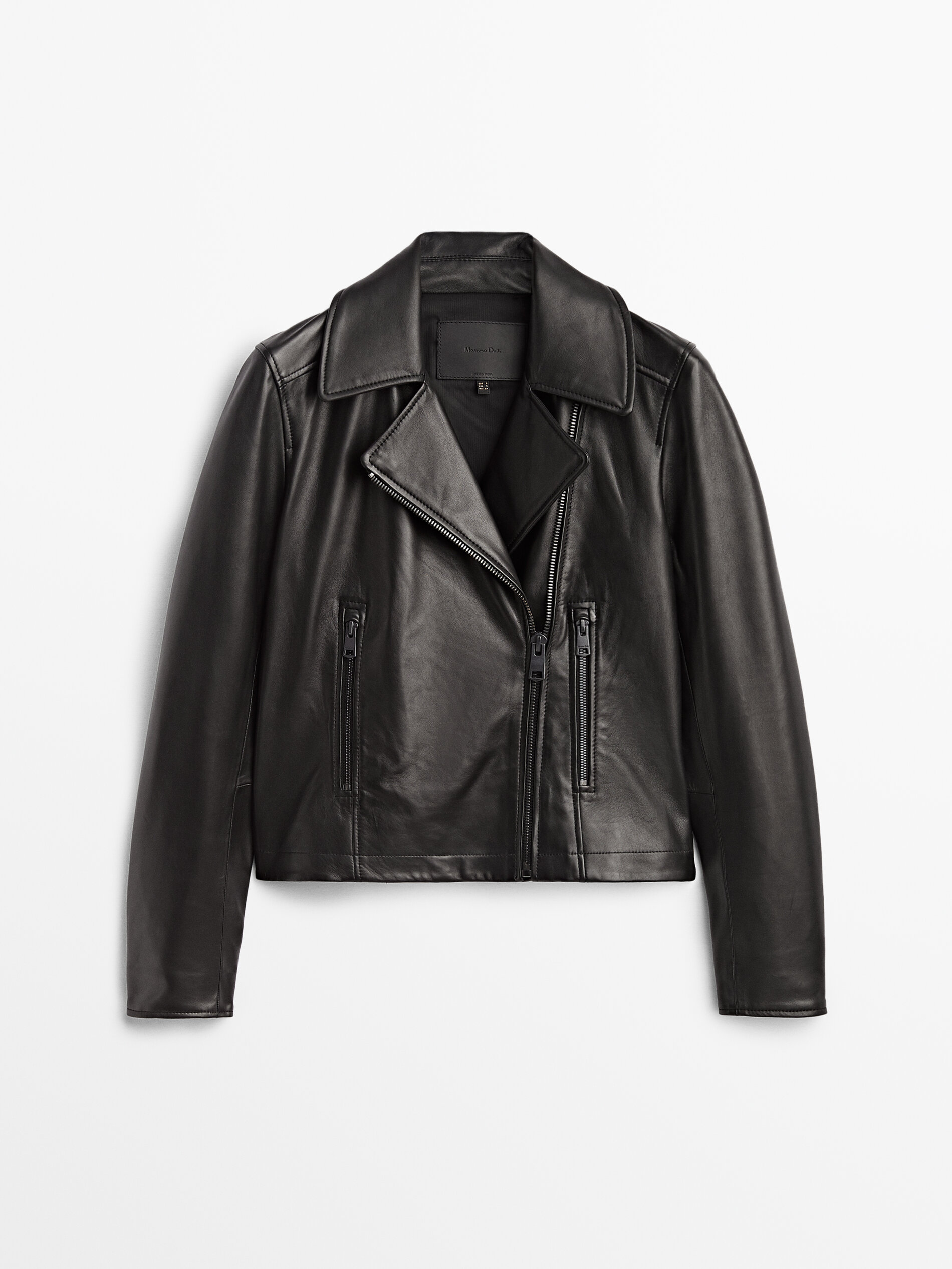 Black leather biker jacket - Massimo 