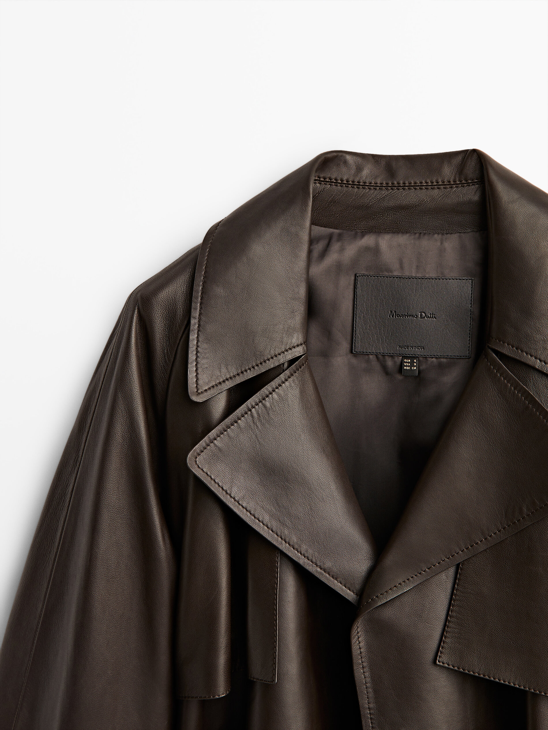 Nappa leather trench-style coat with 