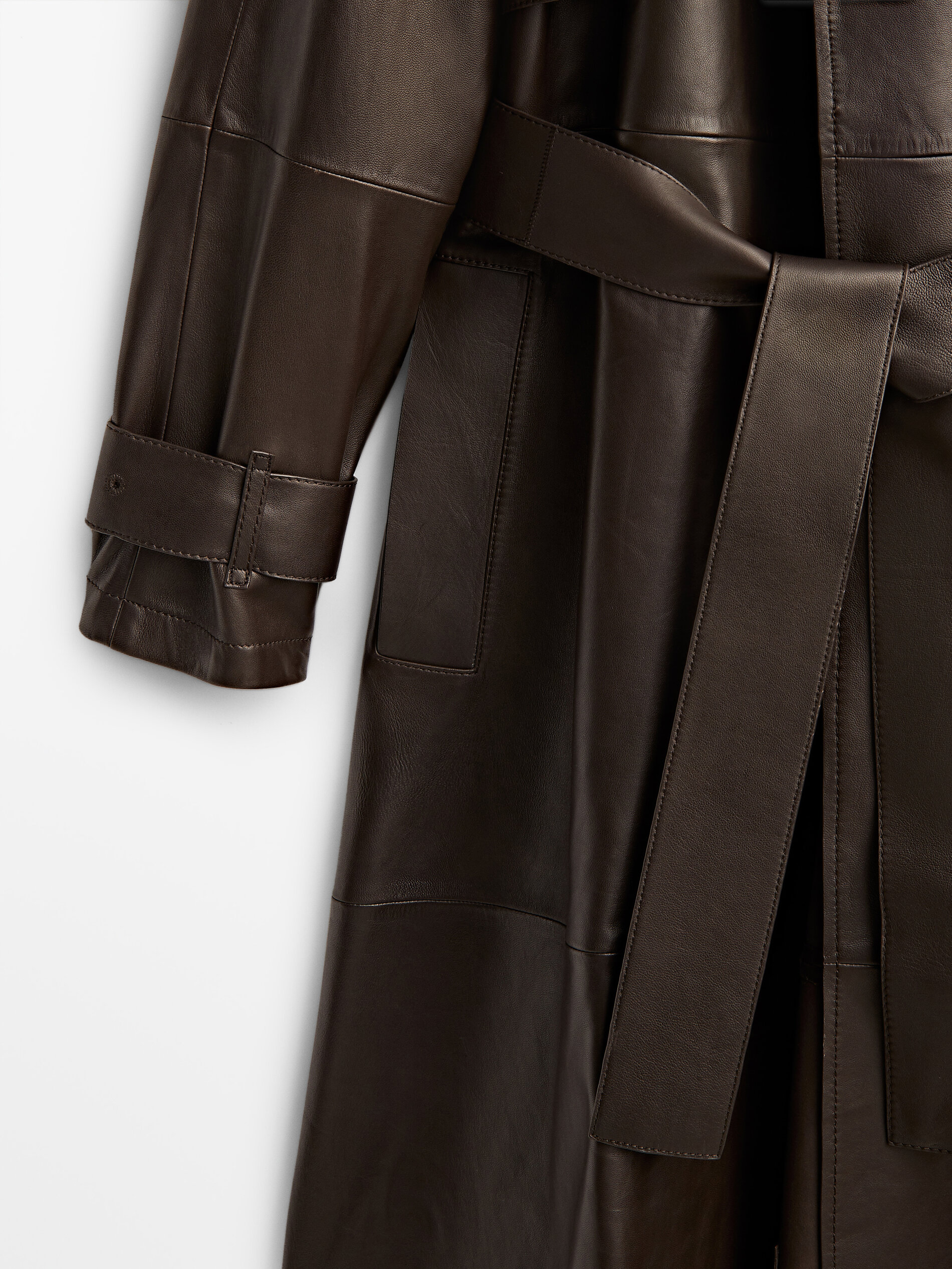 Nappa leather trench-style coat with 