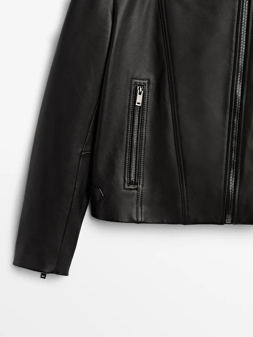 niece Whitney Mountain Black nappa leather jacket - Massimo Dutti USA