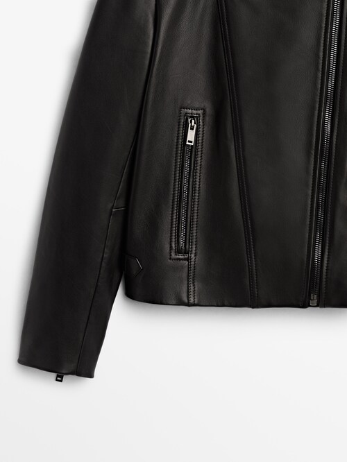 Black nappa jacket - Massimo Dutti Rica