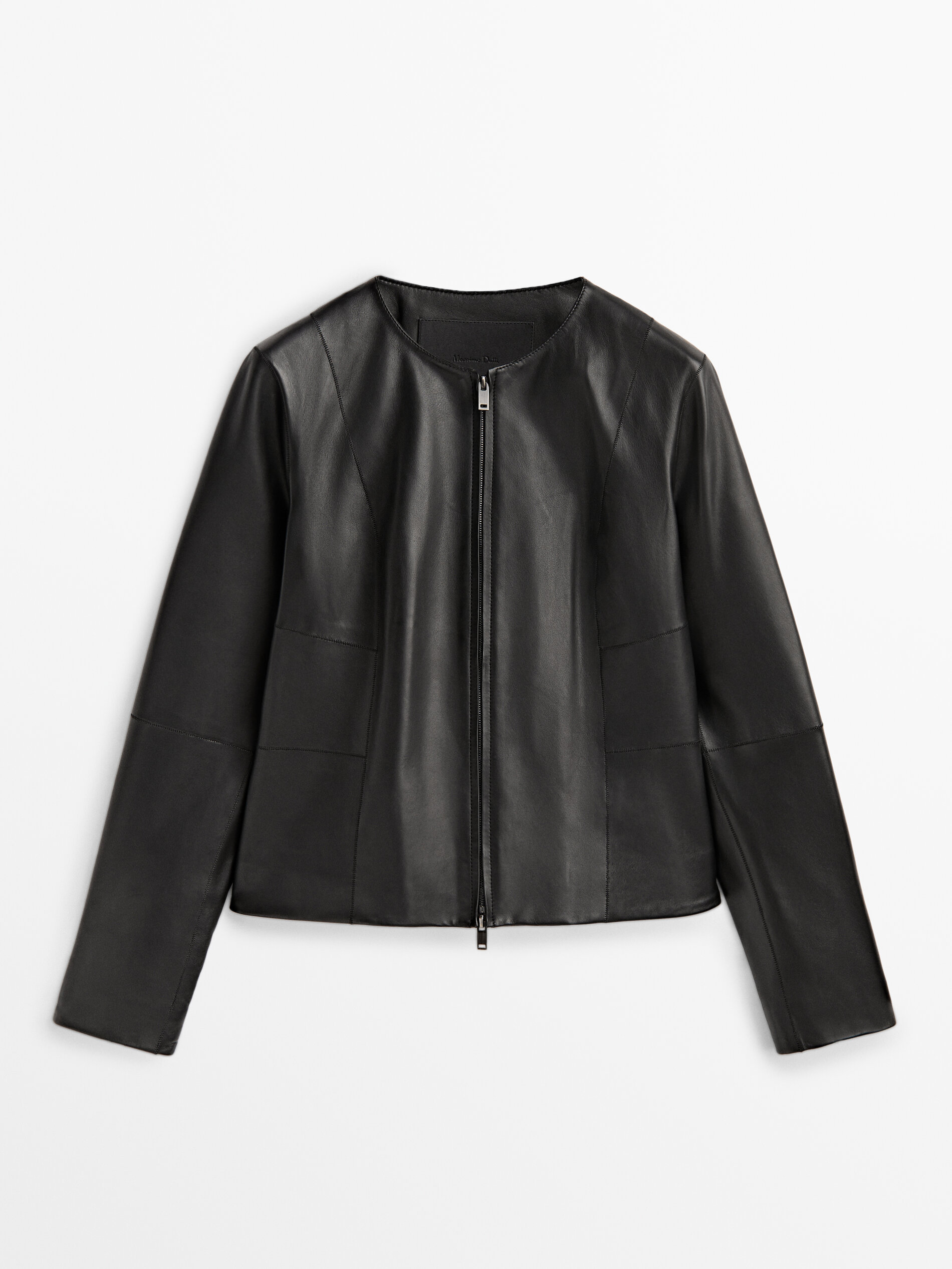 Massimo Dutti - Women - Black Nappa Leather Jacket - Black - 14