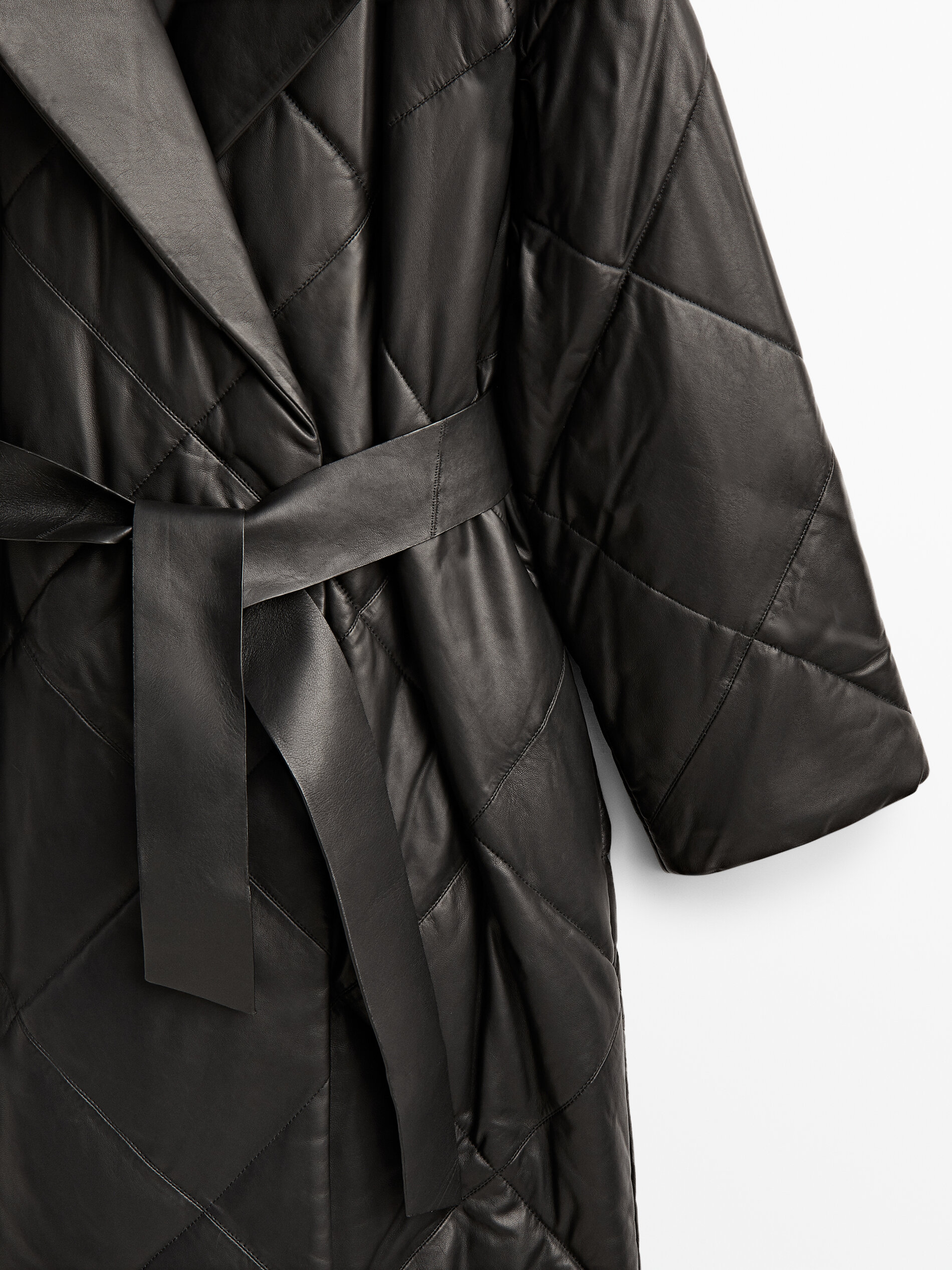 Long nappa leather quilted jacket 